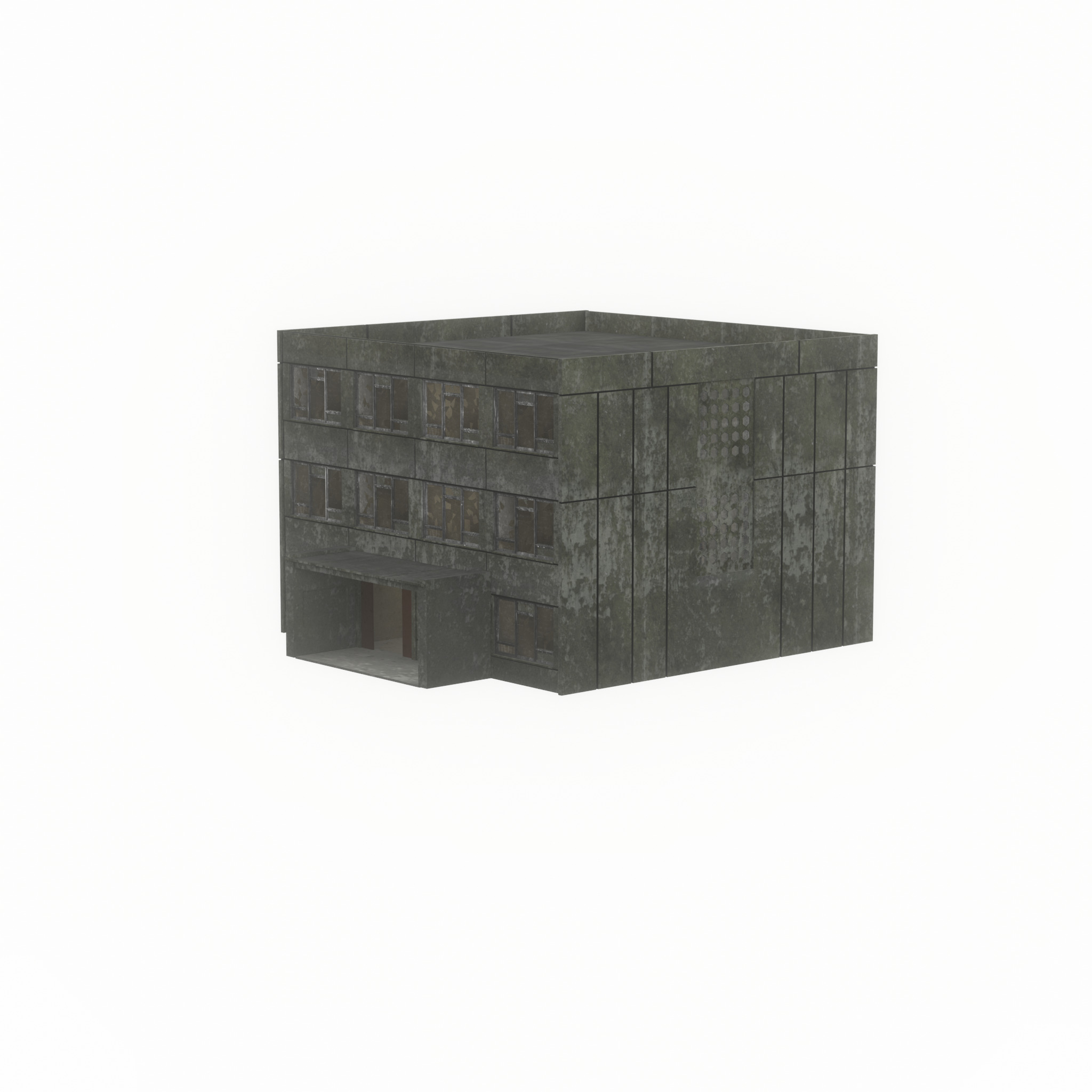 Old military barrack version 1 ruin 1 Low-poly 3D model_50