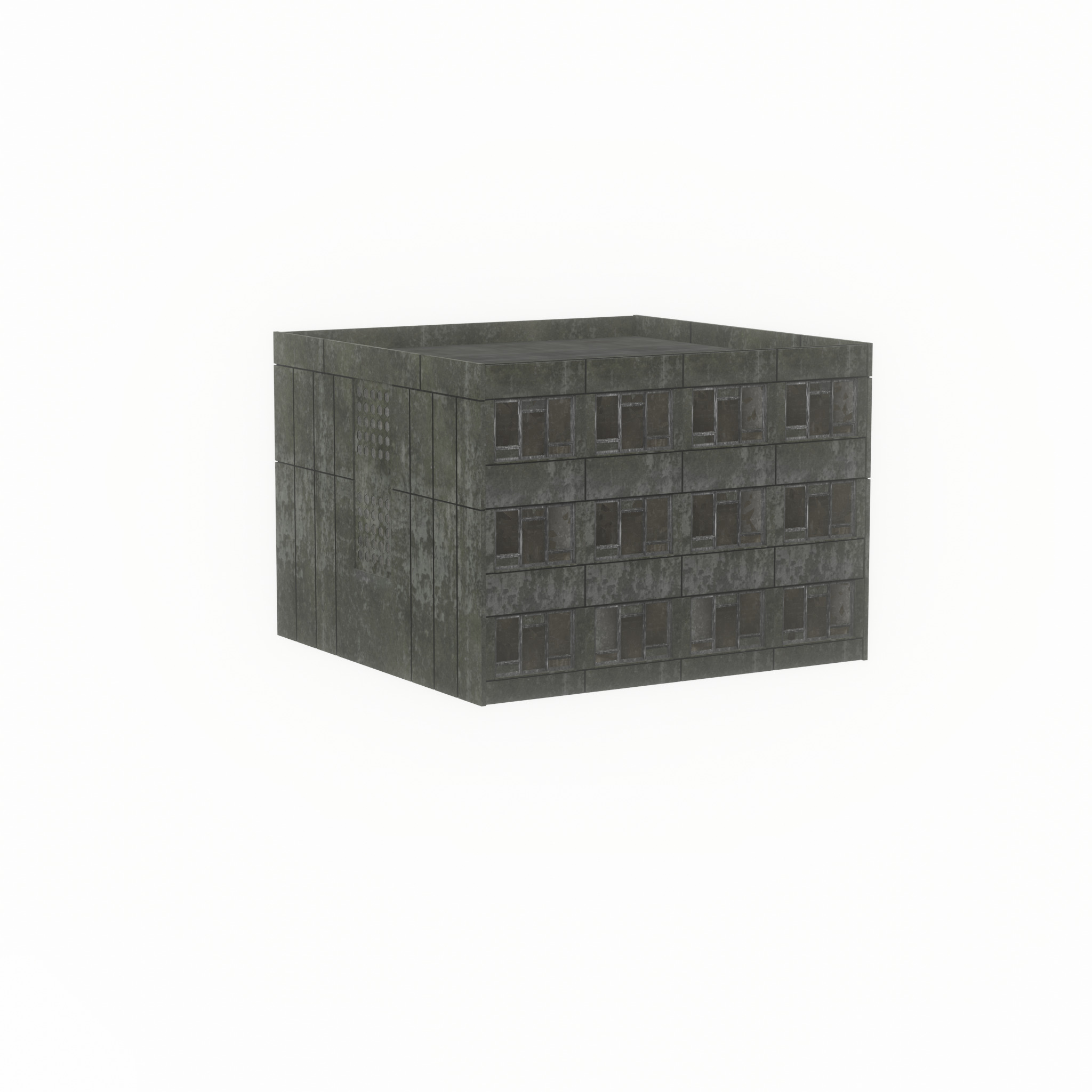 Old military barrack version 1 ruin 1 Low-poly 3D model_33