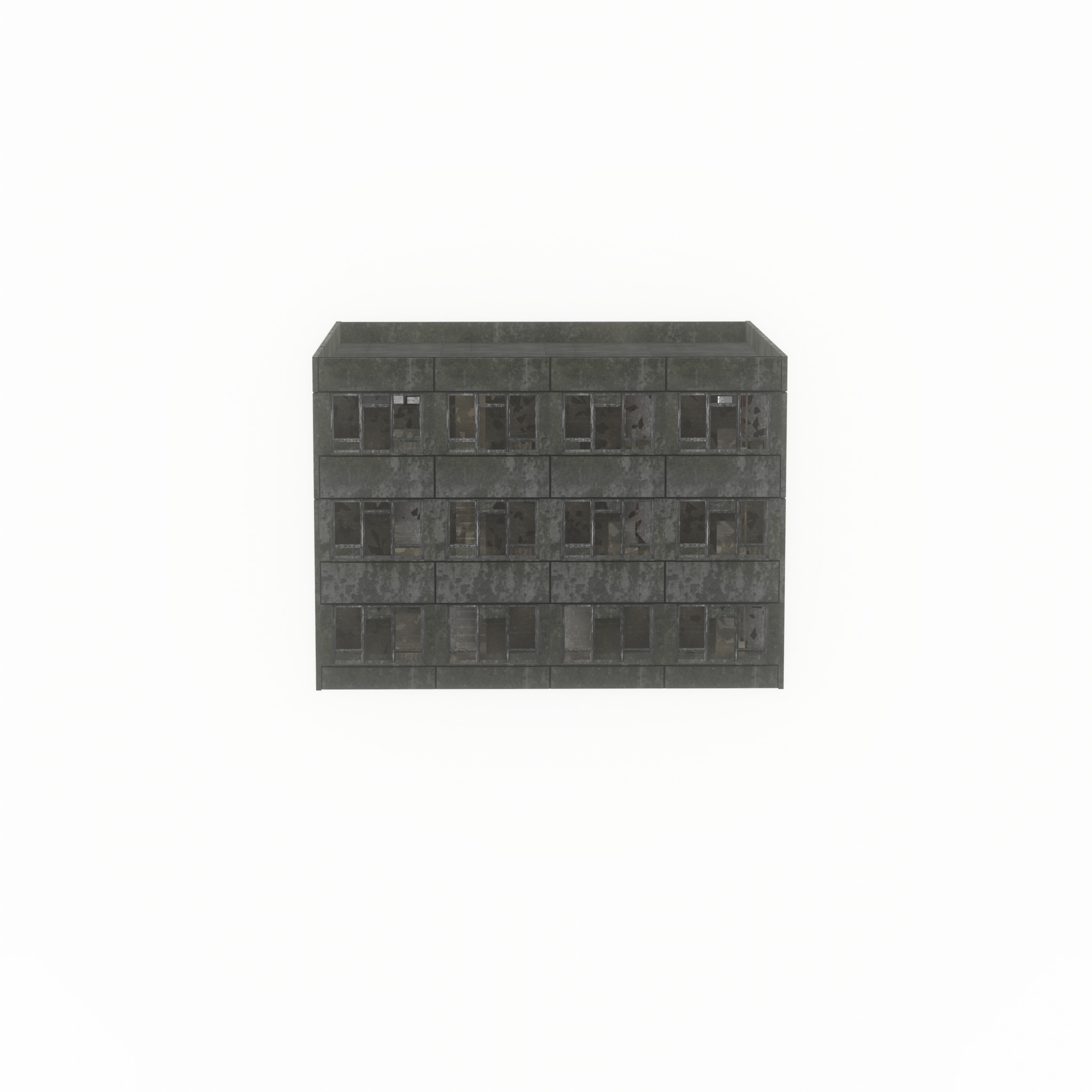 Old military barrack version 1 ruin 1 Low-poly 3D model_41