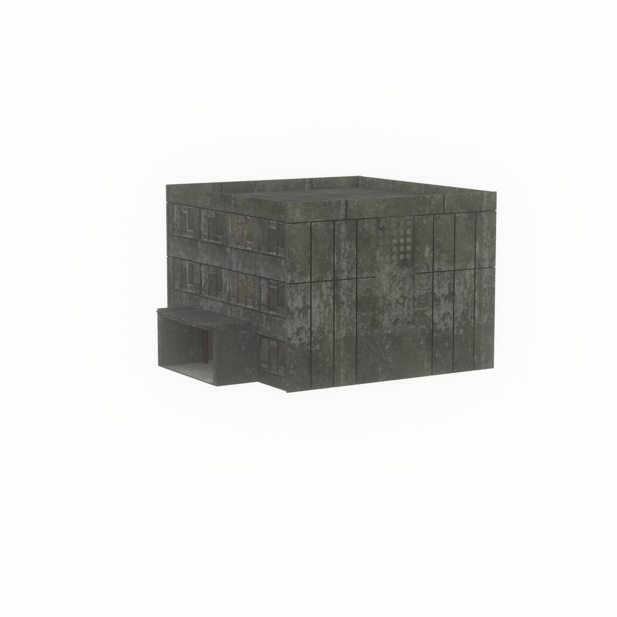 Old military barrack version 1 ruin 1 Low-poly 3D model_49
