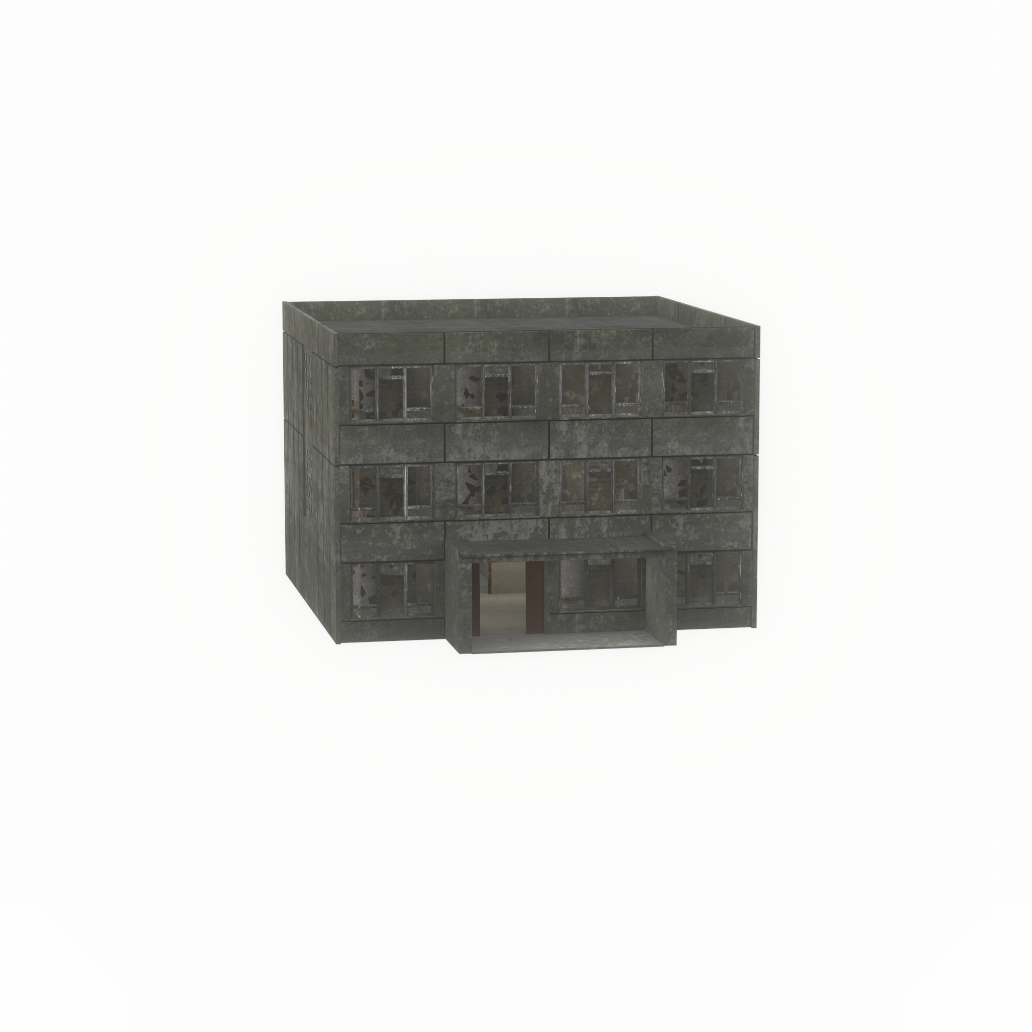 Old military barrack version 1 ruin 1 Low-poly 3D model_39