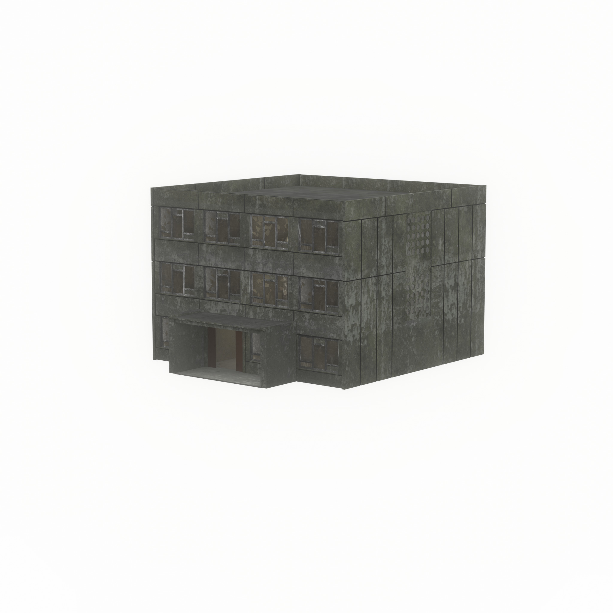 Old military barrack version 1 ruin 1 Low-poly 3D model_35