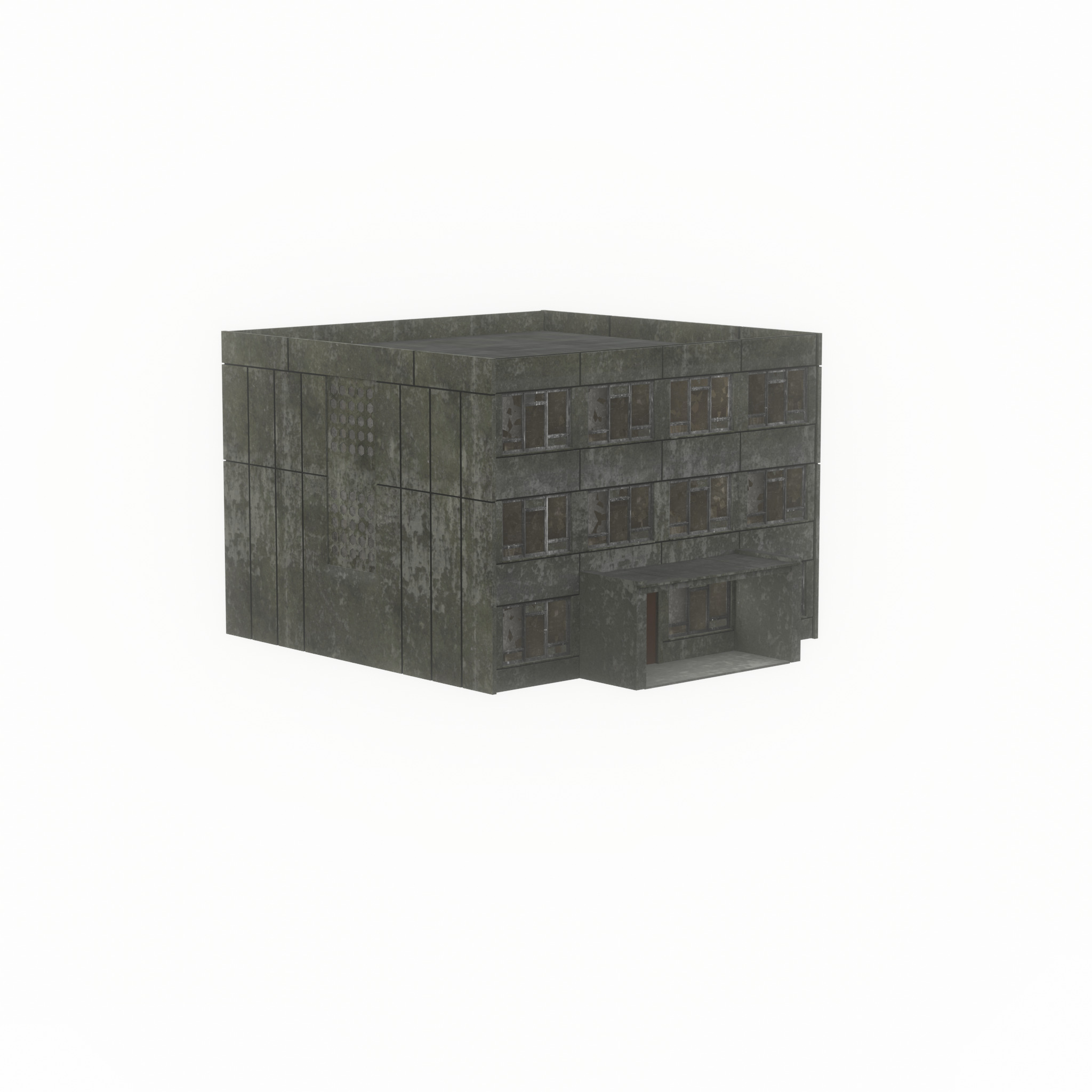 Old military barrack version 1 ruin 1 Low-poly 3D model_22
