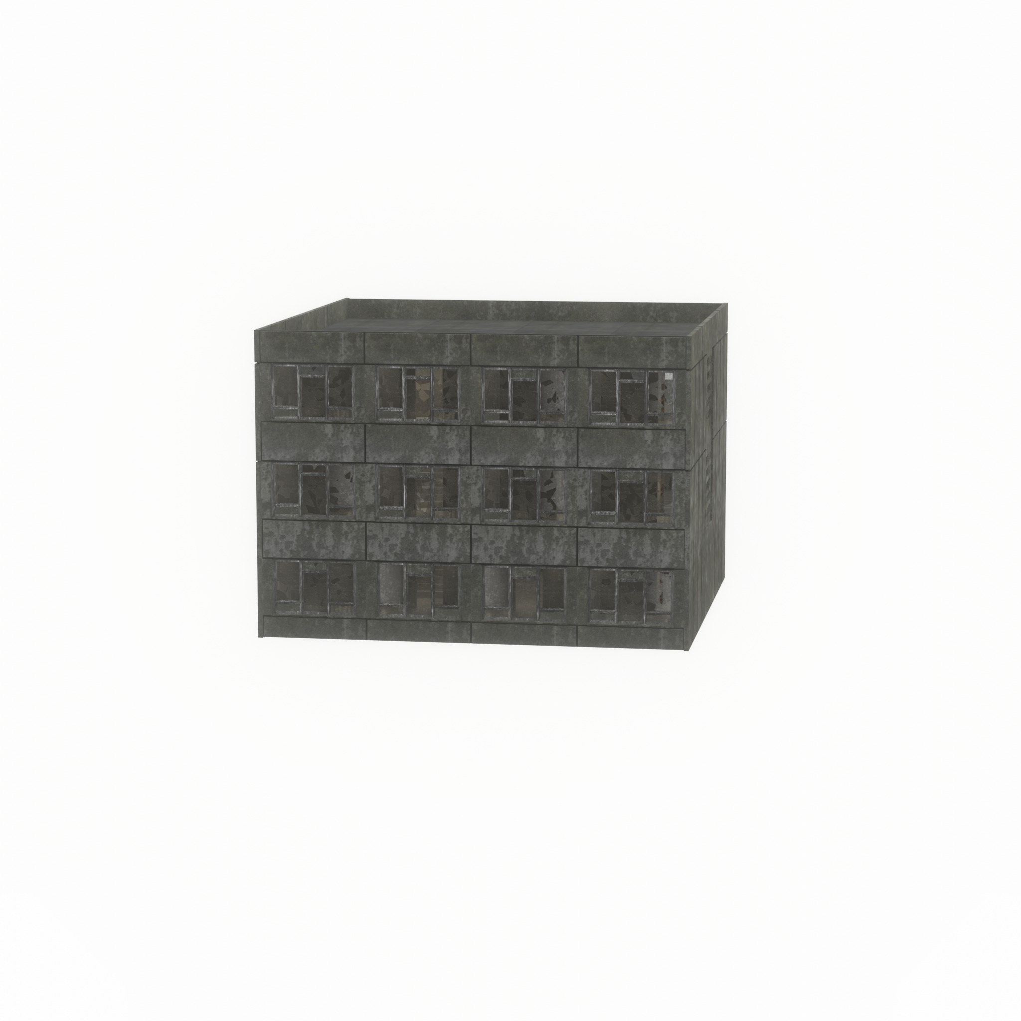 Old military barrack version 1 ruin 1 Low-poly 3D model_30