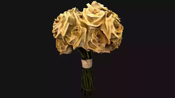 White Roses Bridal Bouquet Low-poly 3D model