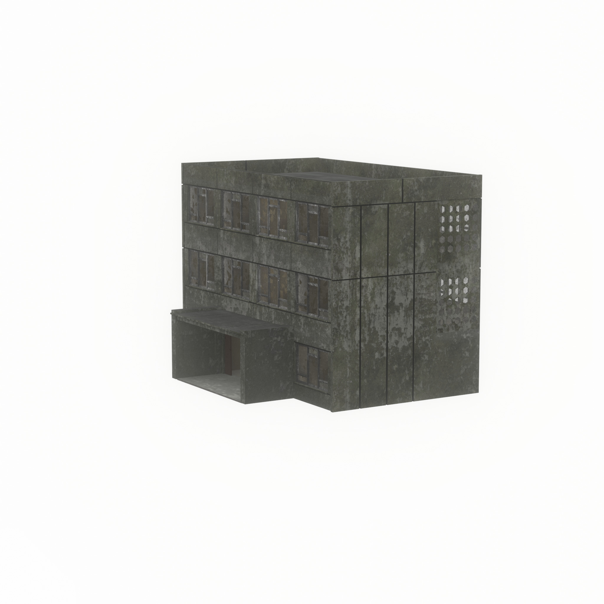 Old military barrack version 1 ruin 3 Low-poly 3D model_23