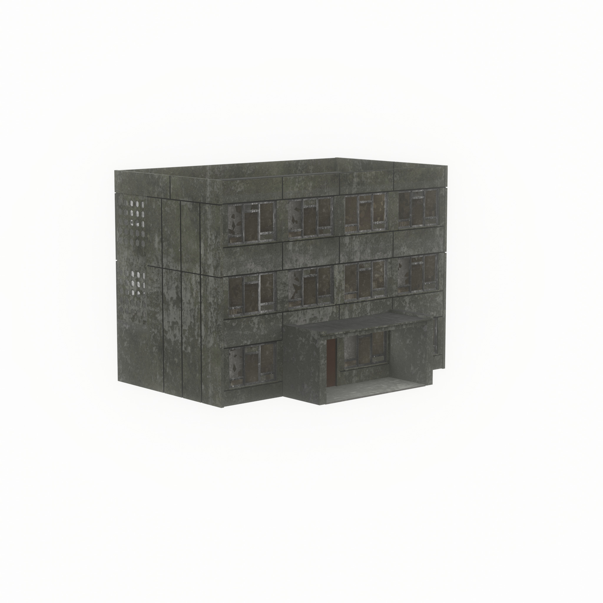 Old military barrack version 1 ruin 3 Low-poly 3D model_36