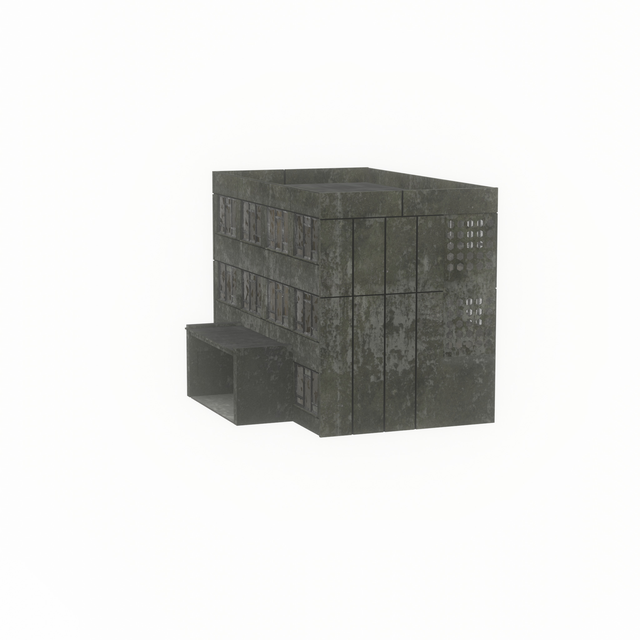 Old military barrack version 1 ruin 3 Low-poly 3D model_22