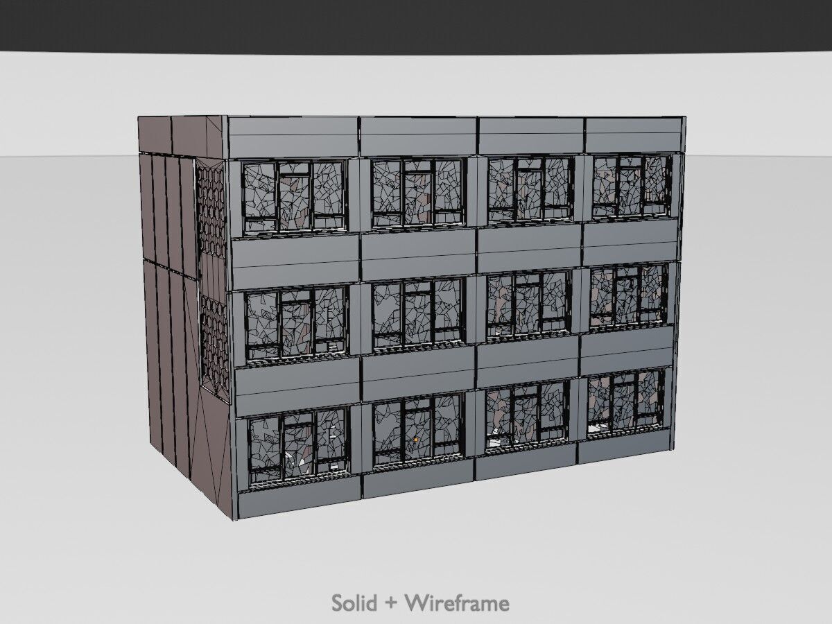 Old military barrack version 1 ruin 3 Low-poly 3D model_12