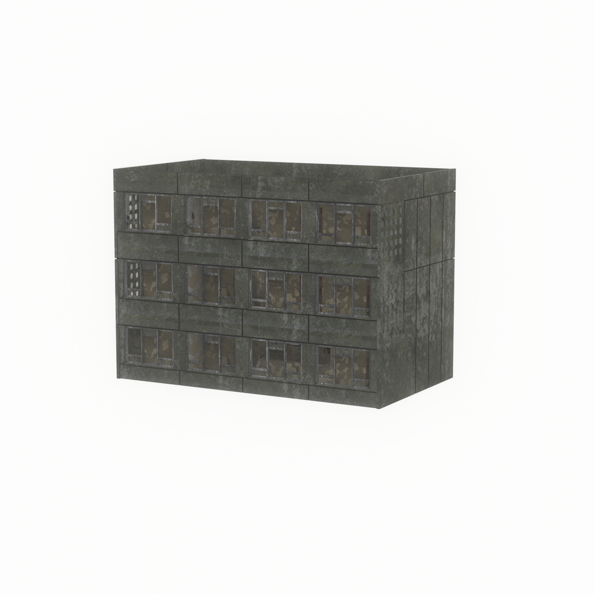 Old military barrack version 1 ruin 3 Low-poly 3D model_31