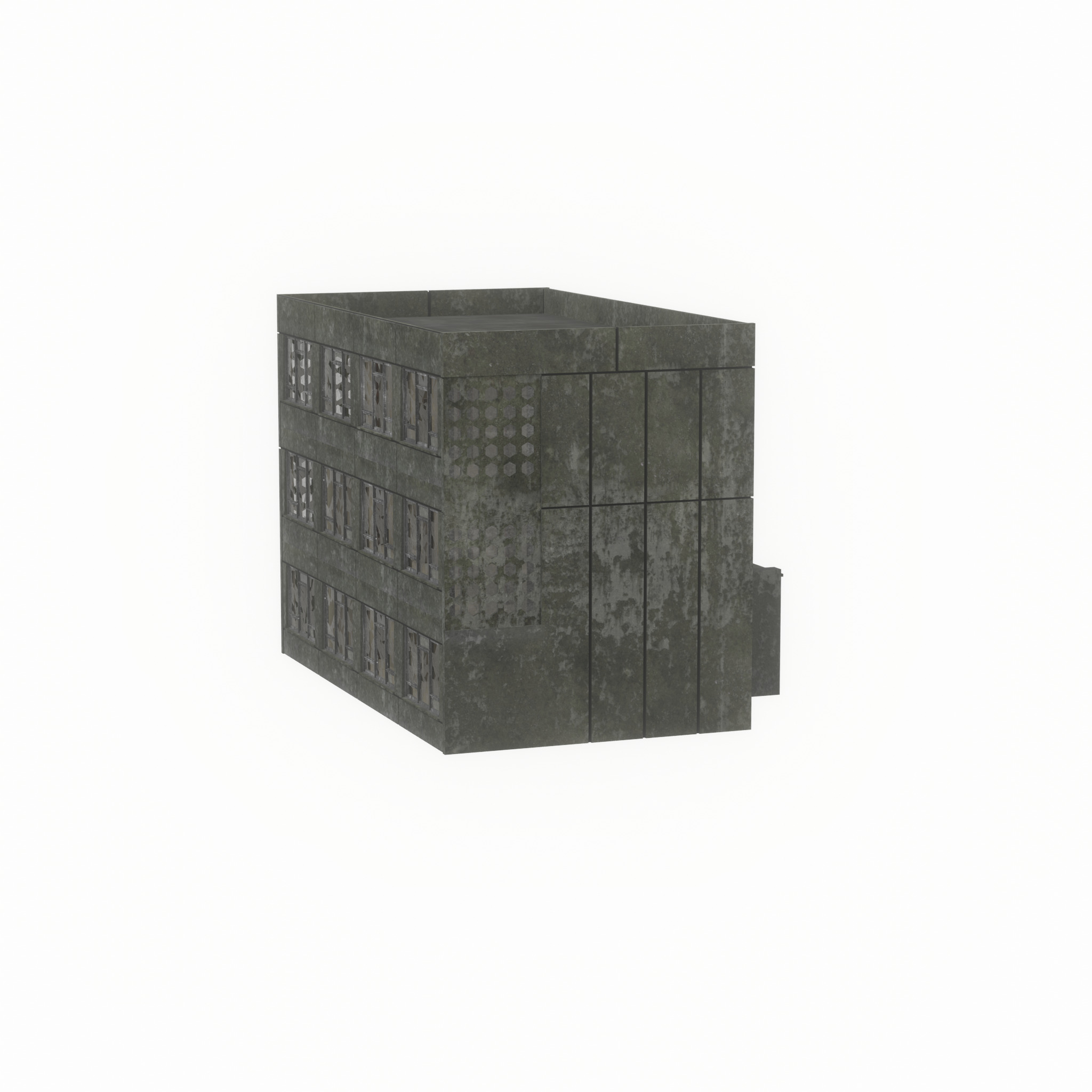 Old military barrack version 1 ruin 3 Low-poly 3D model_24