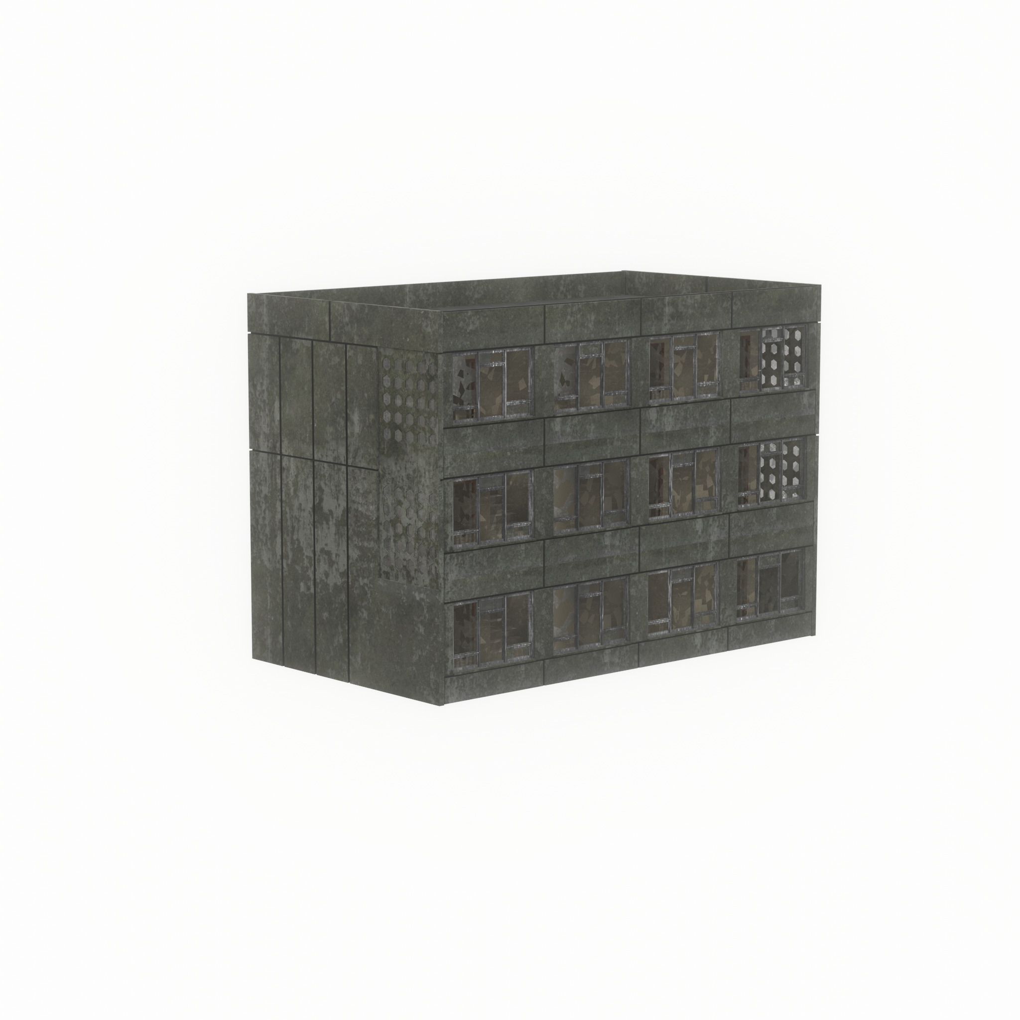 Old military barrack version 1 ruin 3 Low-poly 3D model_38
