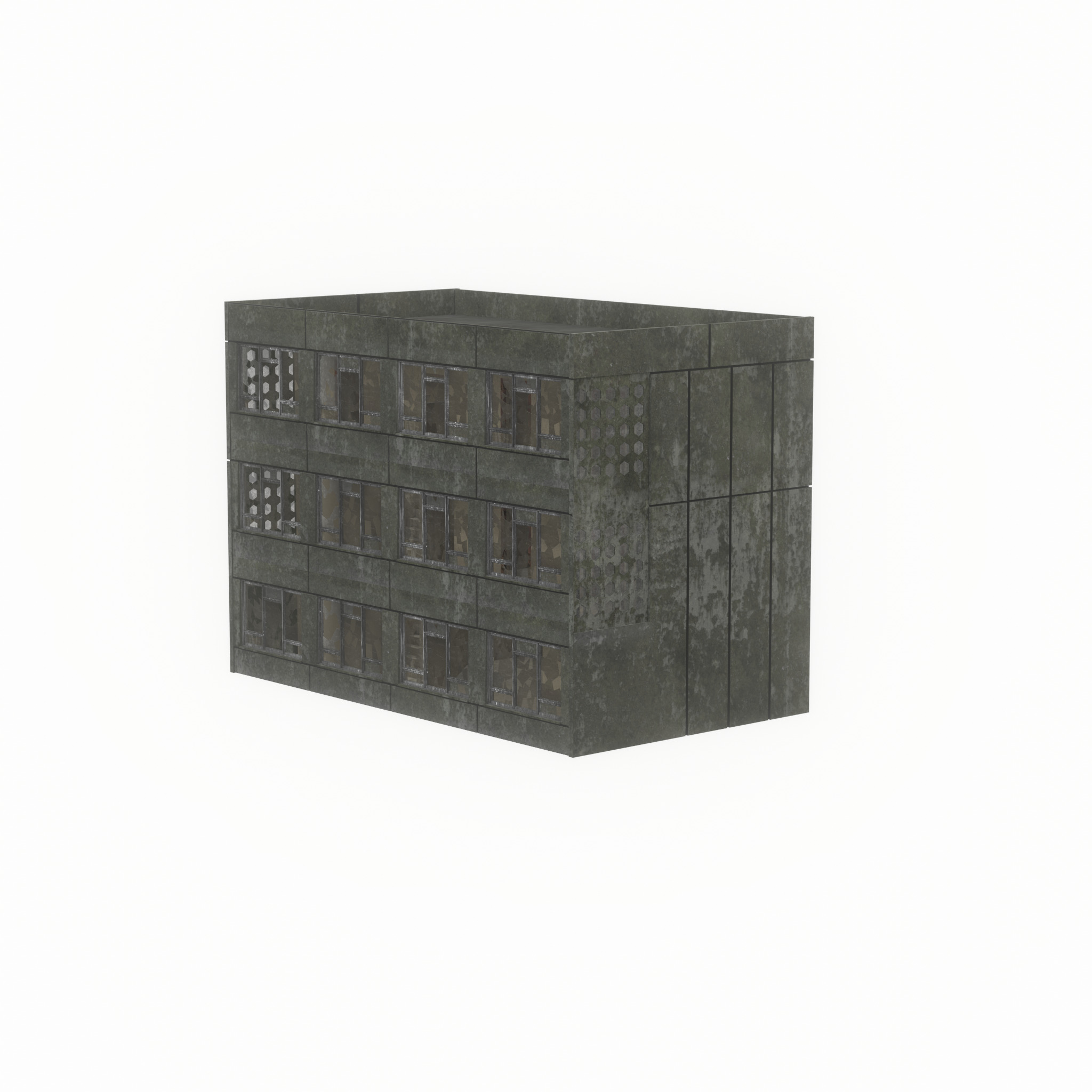 Old military barrack version 1 ruin 3 Low-poly 3D model_53