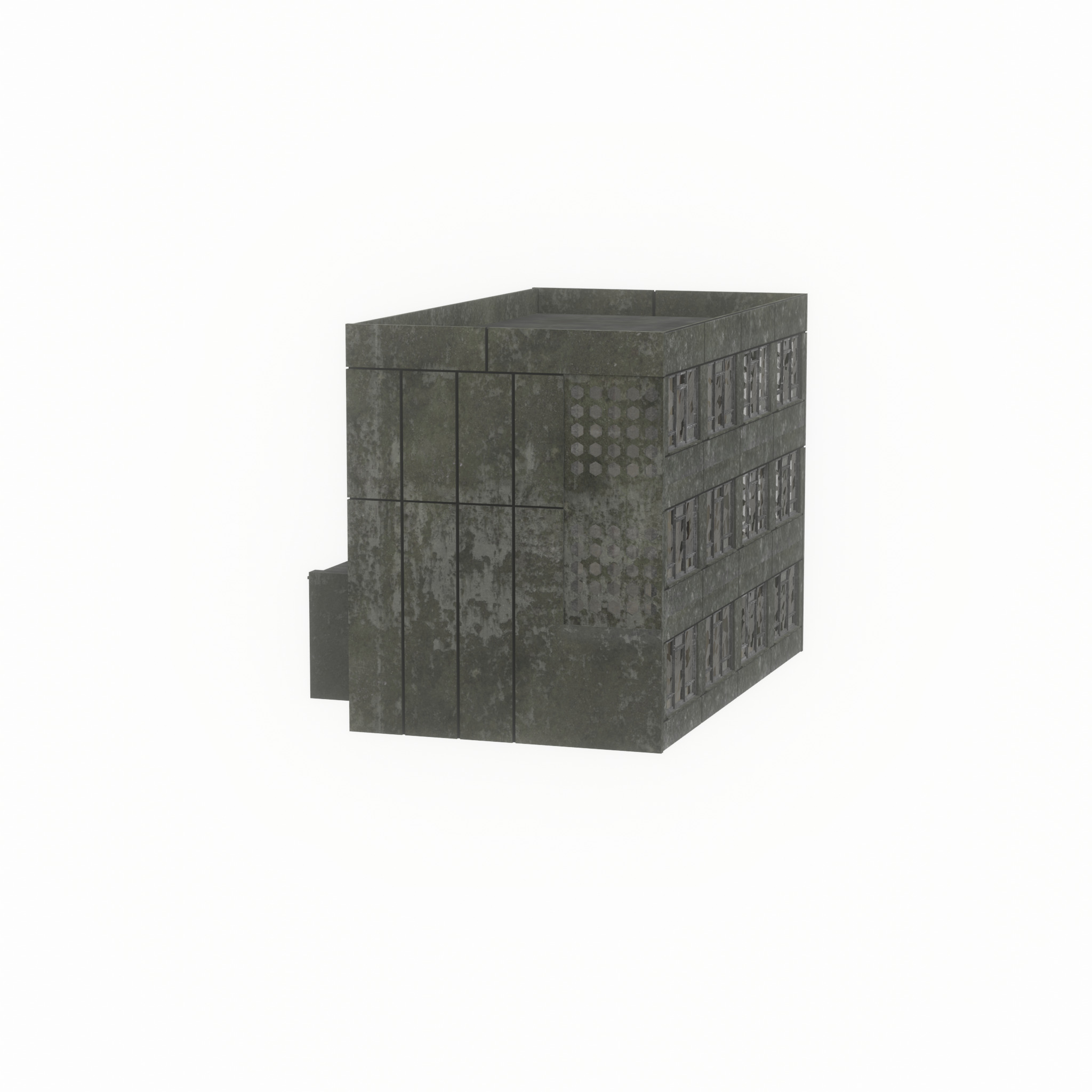 Old military barrack version 1 ruin 3 Low-poly 3D model_44