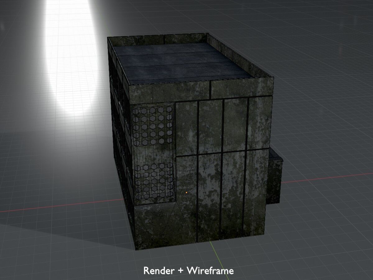 Old military barrack version 1 ruin 3 Low-poly 3D model_9