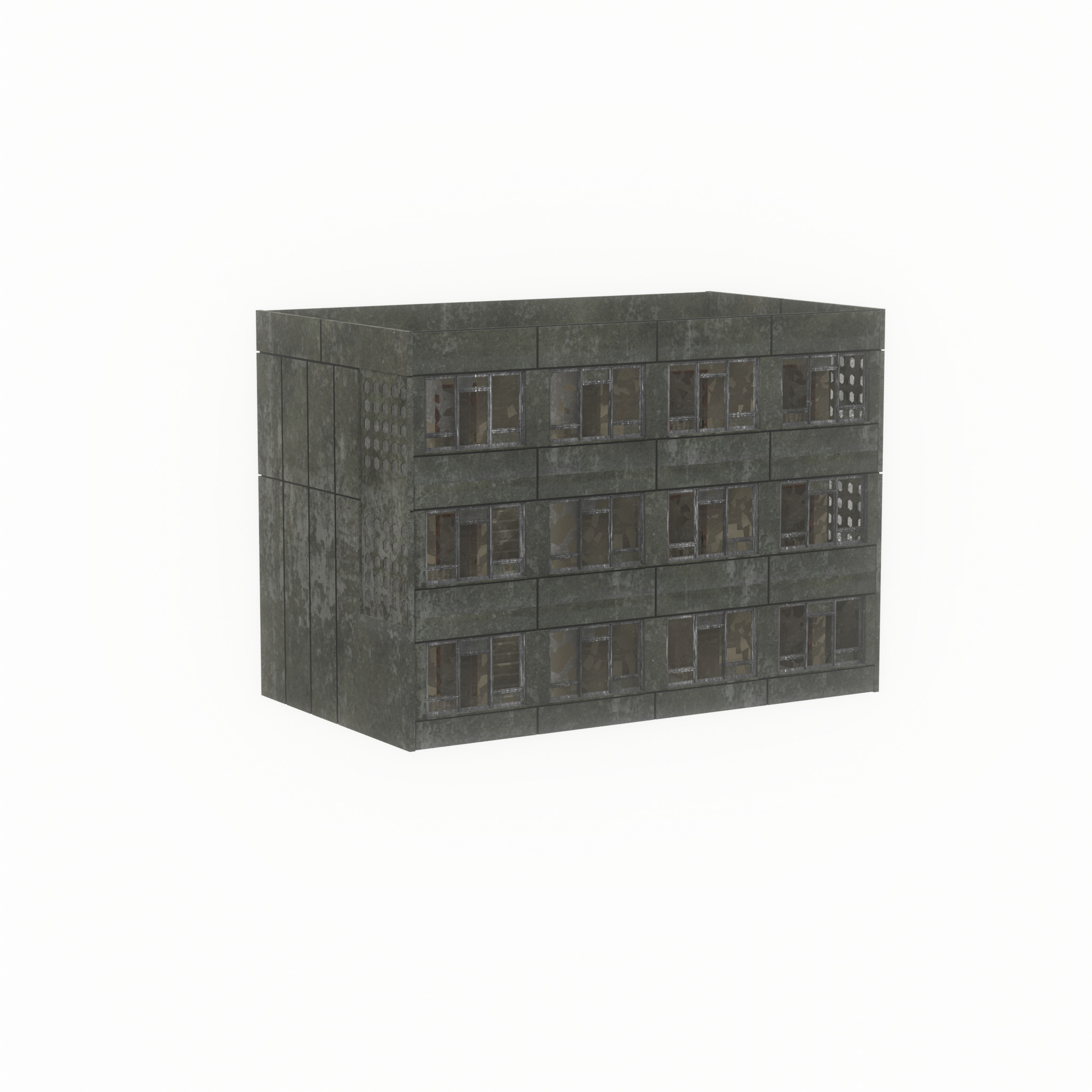 Old military barrack version 1 ruin 3 Low-poly 3D model_47