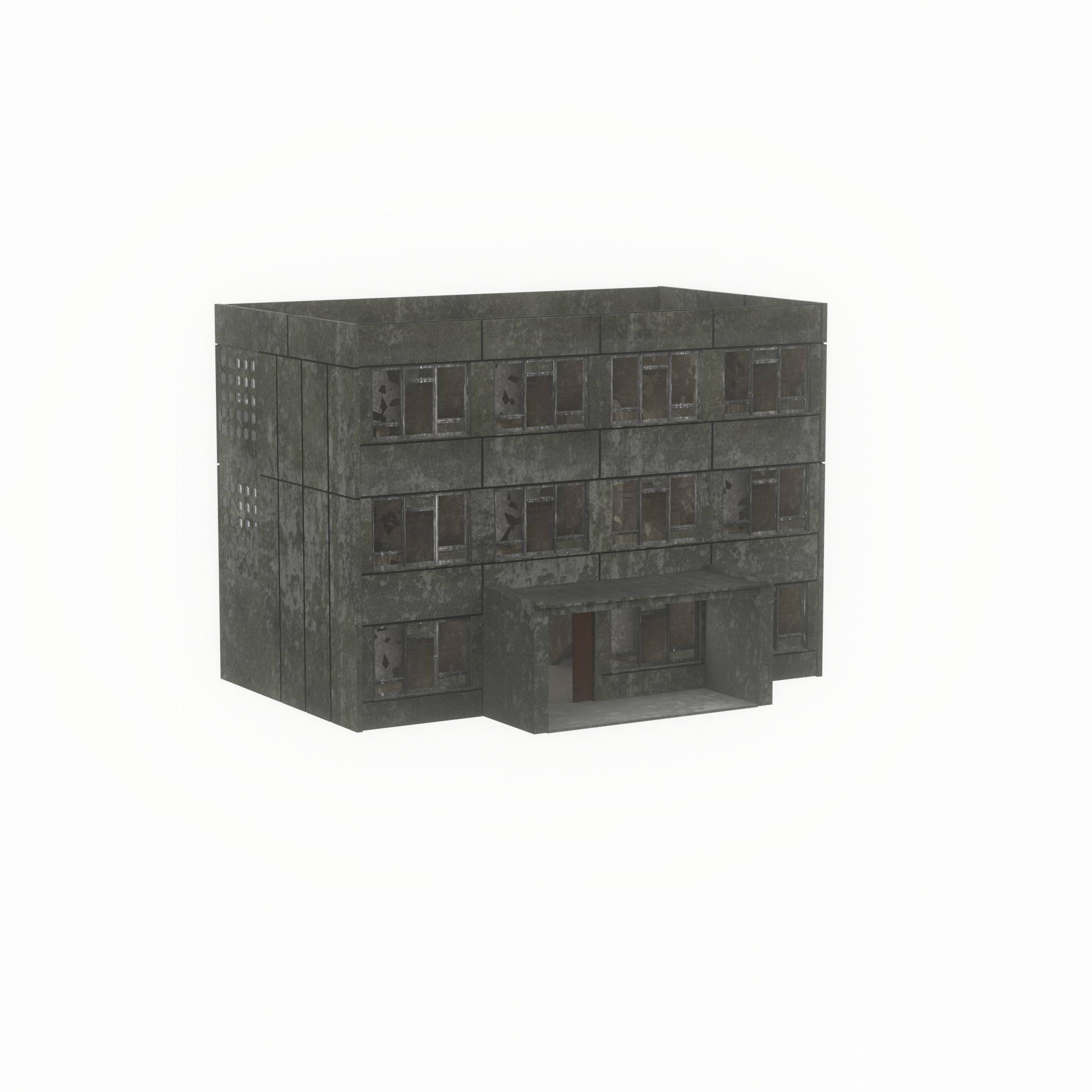 Old military barrack version 1 ruin 3 Low-poly 3D model_56