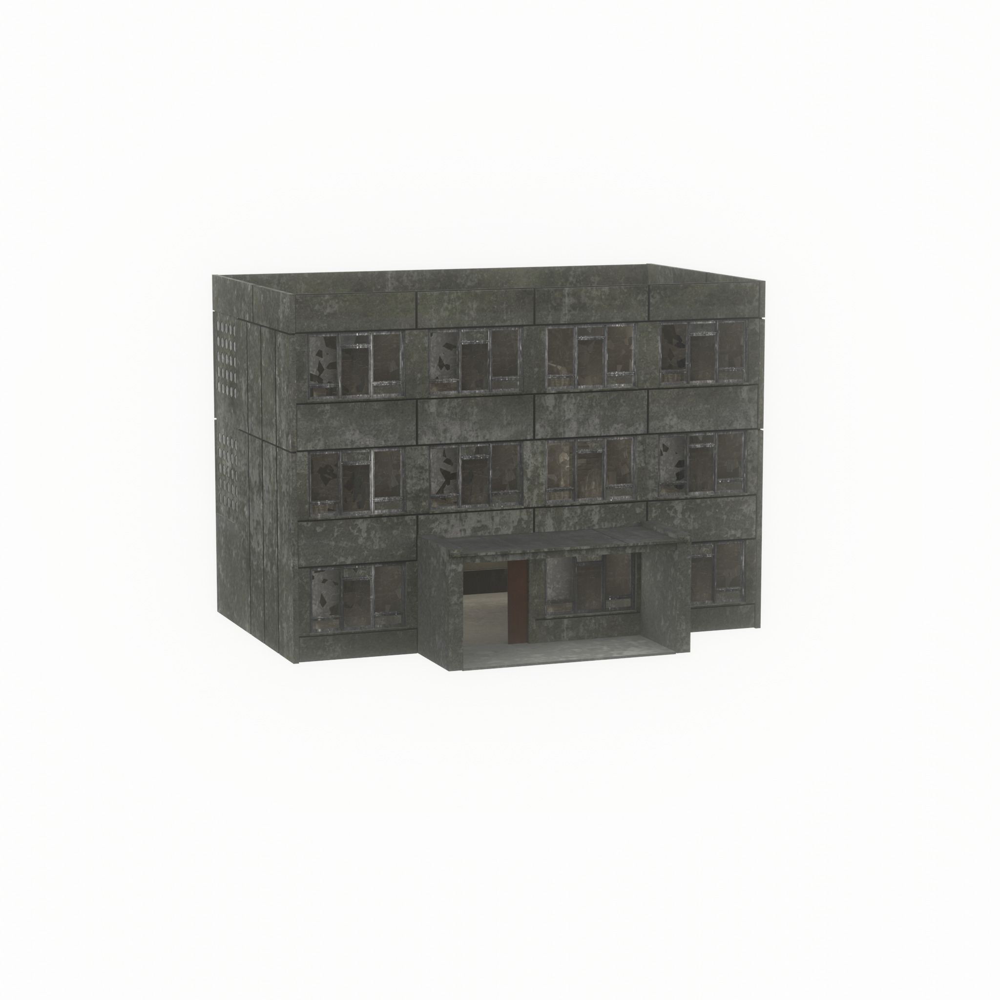 Old military barrack version 1 ruin 3 Low-poly 3D model_52