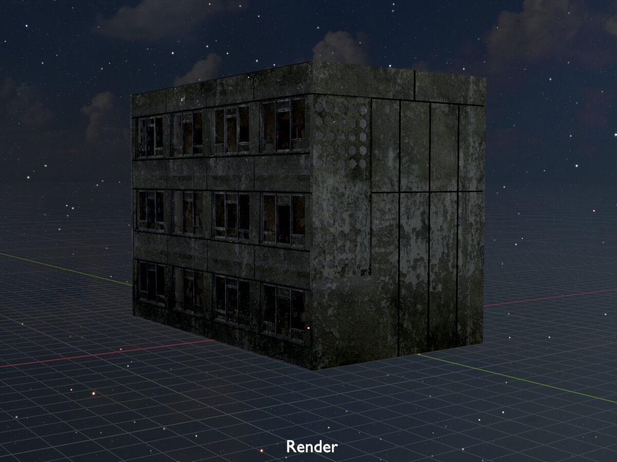 Old military barrack version 1 ruin 3 Low-poly 3D model_21