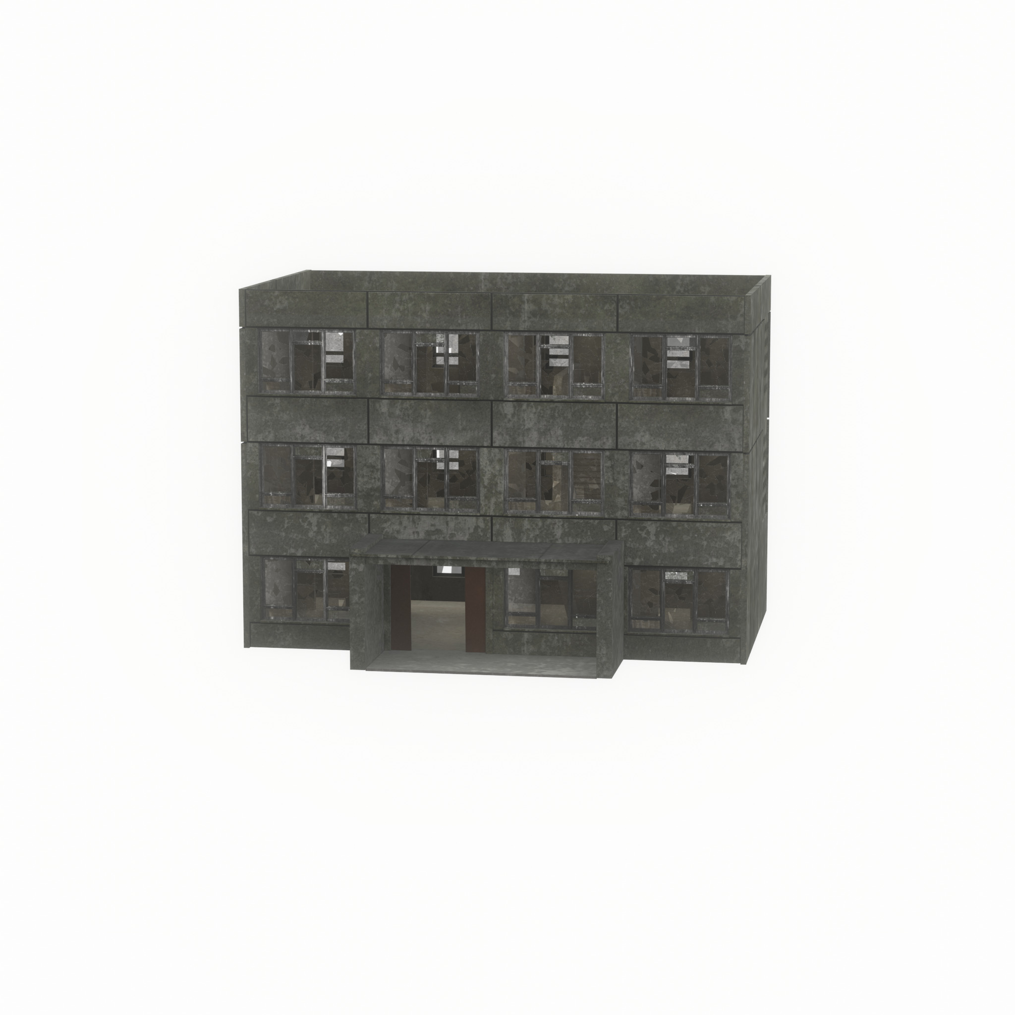 Old military barrack version 1 ruin 3 Low-poly 3D model_49