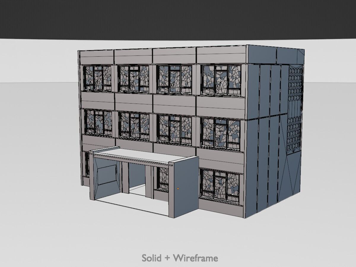 Old military barrack version 1 ruin 3 Low-poly 3D model_11