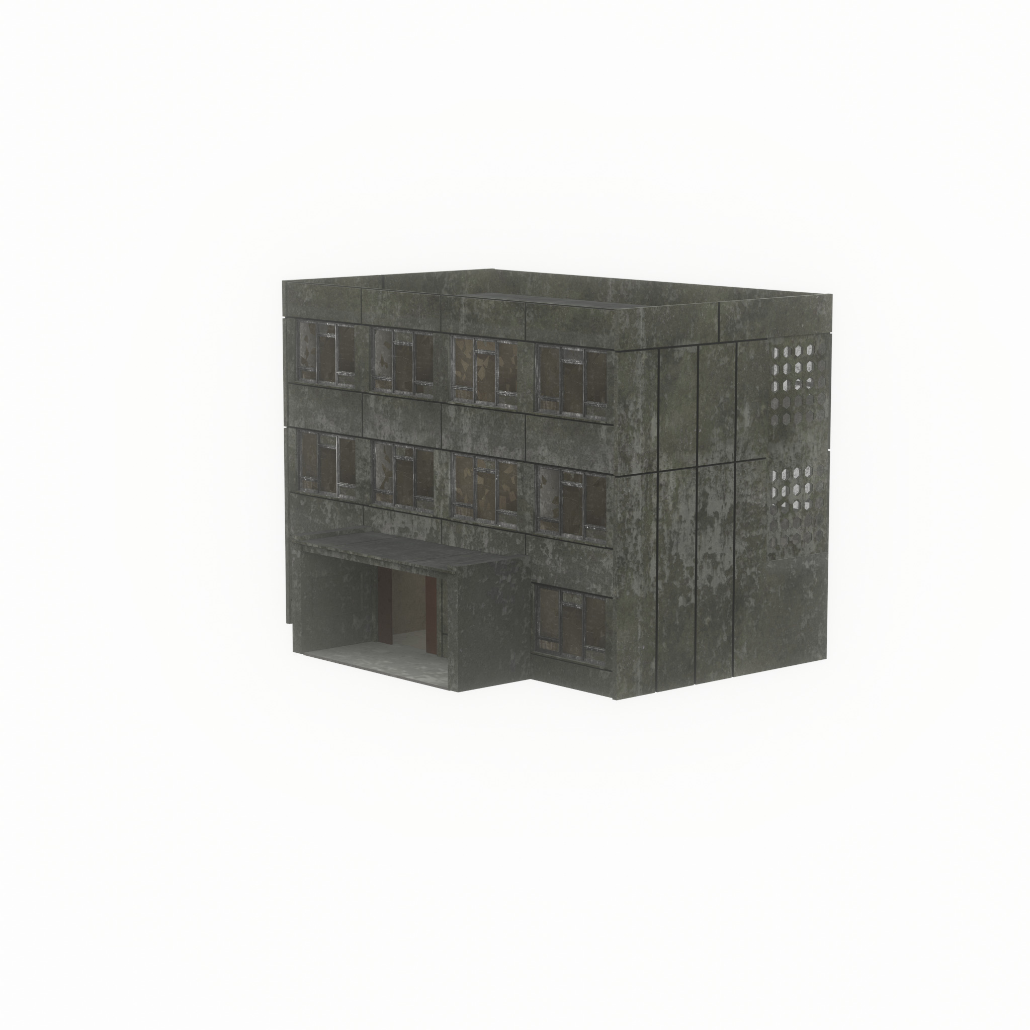 Old military barrack version 1 ruin 3 Low-poly 3D model_25