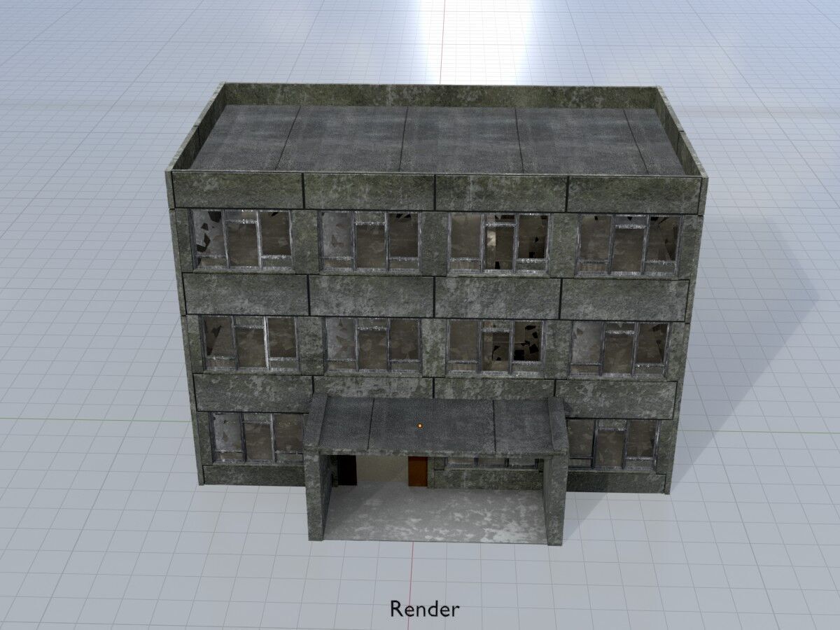Old military barrack version 1 ruin 3 Low-poly 3D model_15