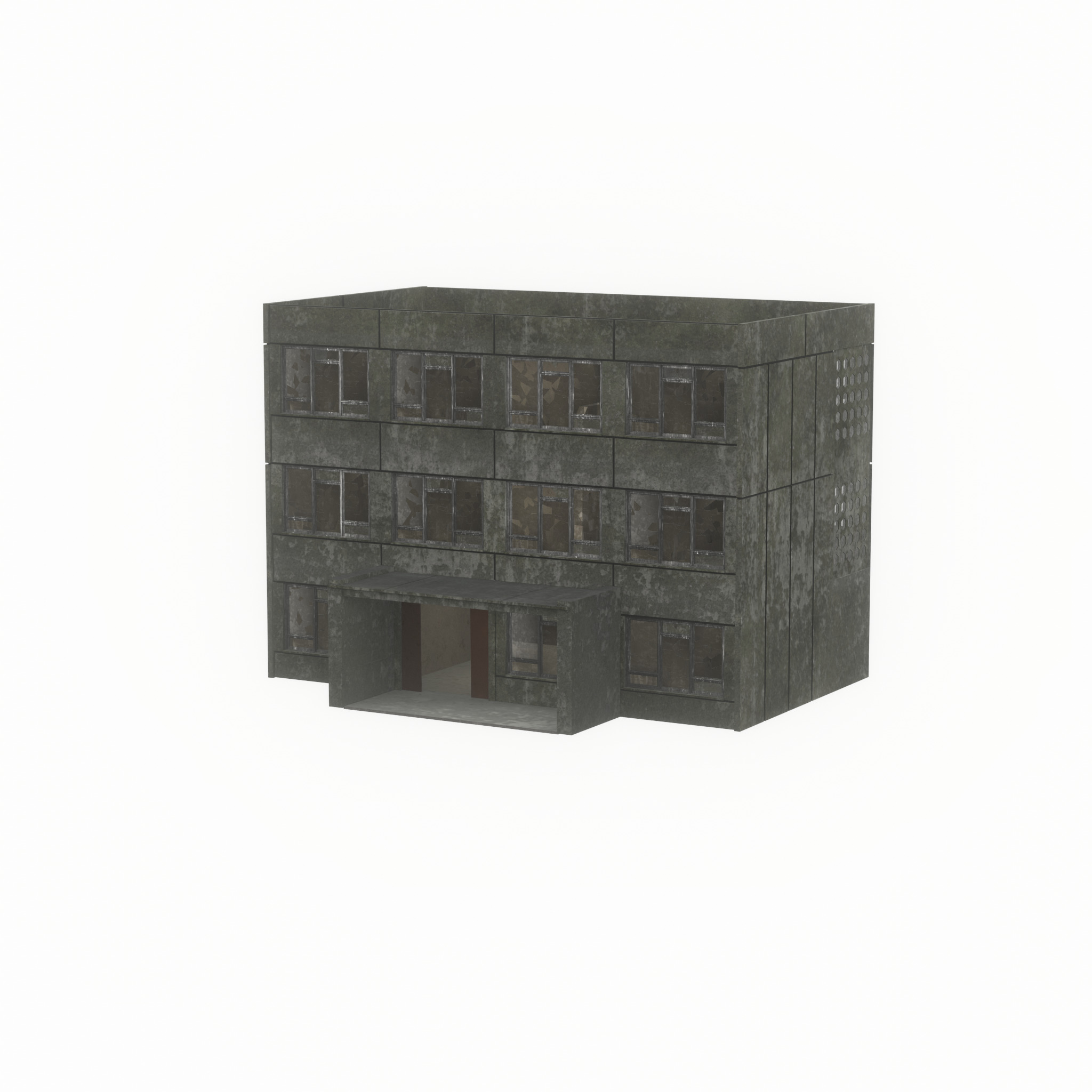 Old military barrack version 1 ruin 3 Low-poly 3D model_57