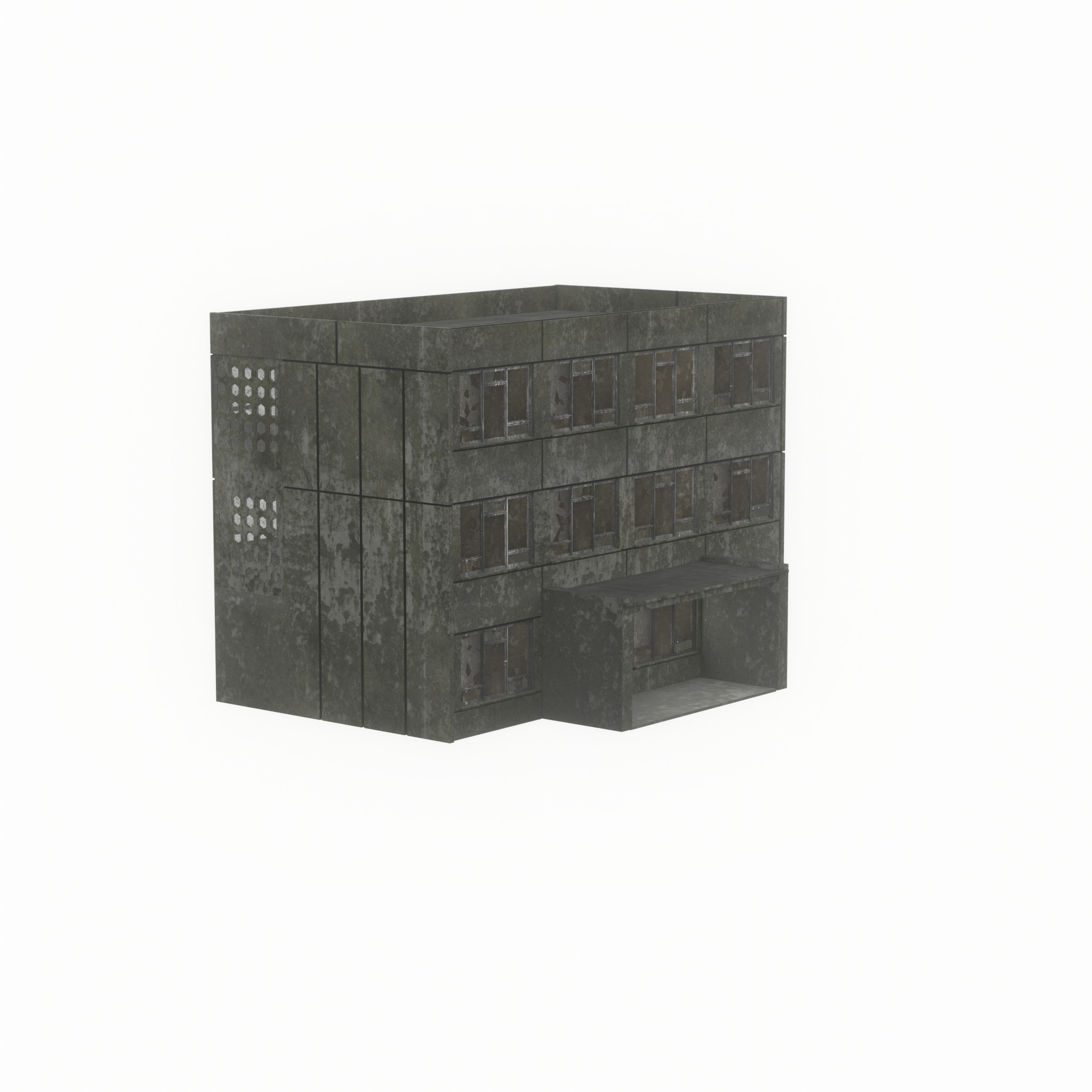 Old military barrack version 1 ruin 3 Low-poly 3D model_55