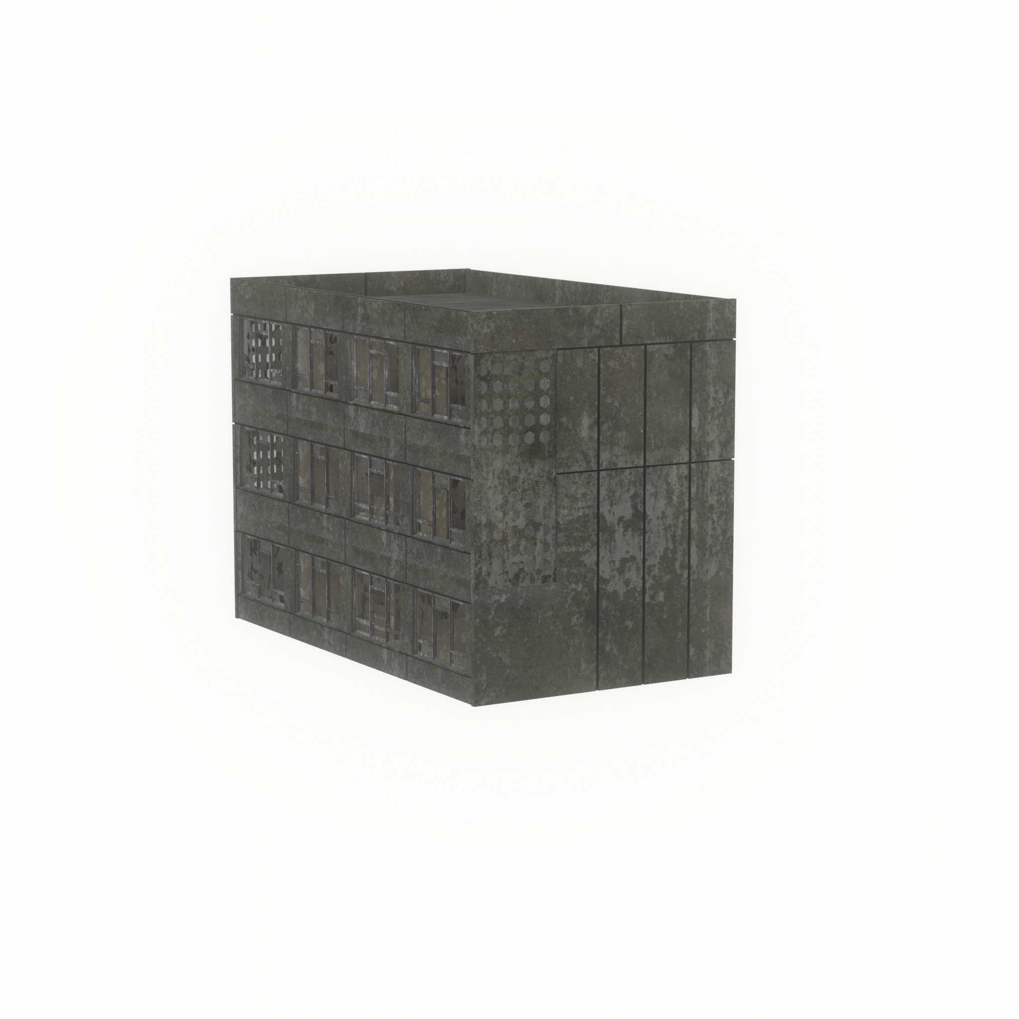 Old military barrack version 1 ruin 3 Low-poly 3D model_32