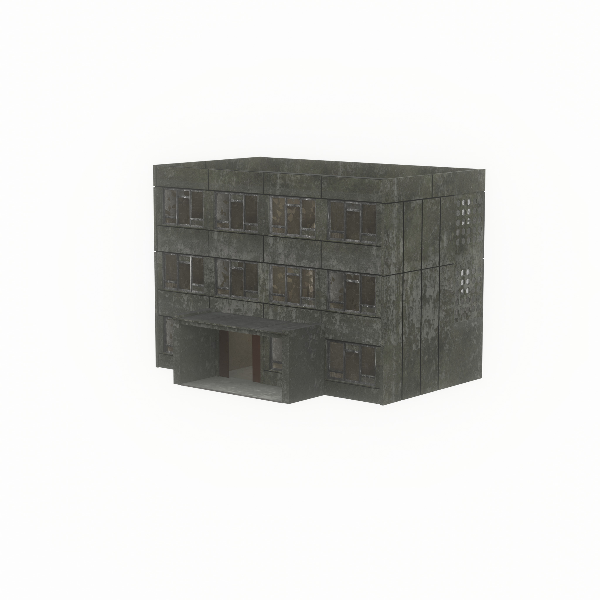 Old military barrack version 1 ruin 3 Low-poly 3D model_54