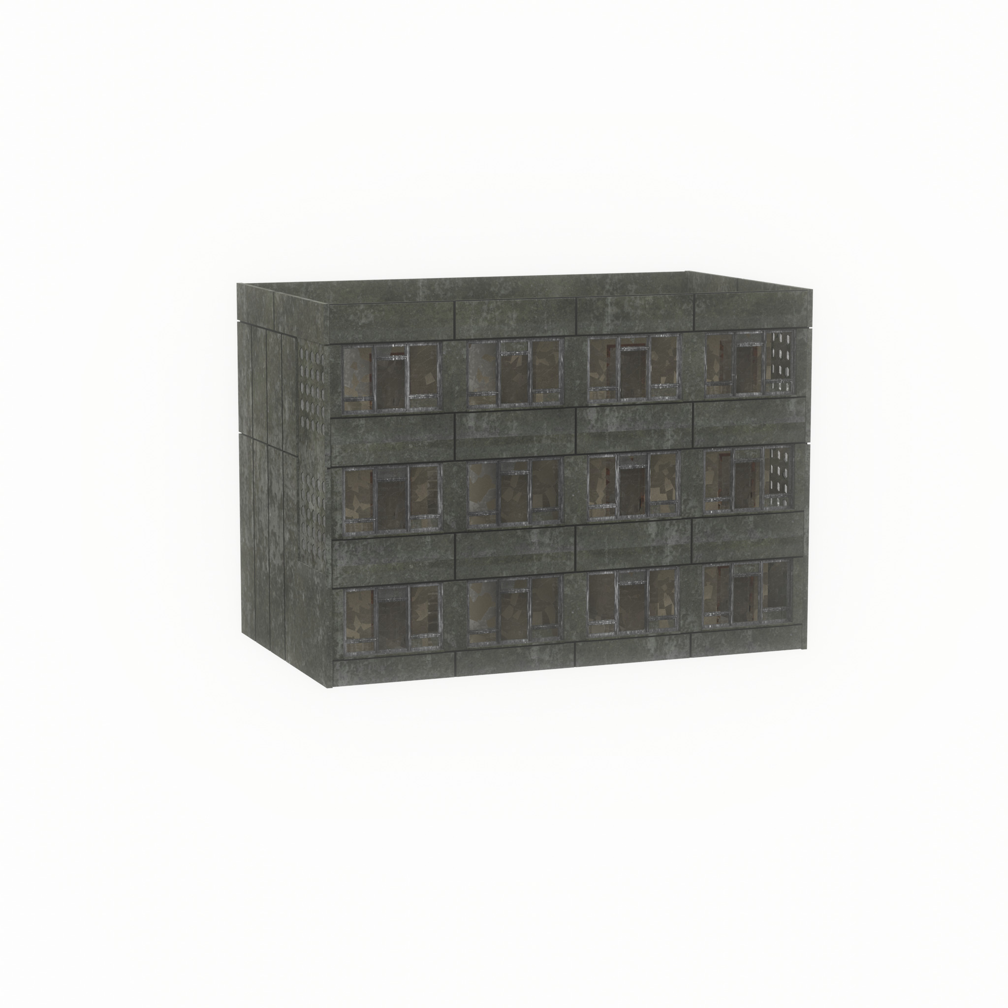 Old military barrack version 1 ruin 3 Low-poly 3D model_34