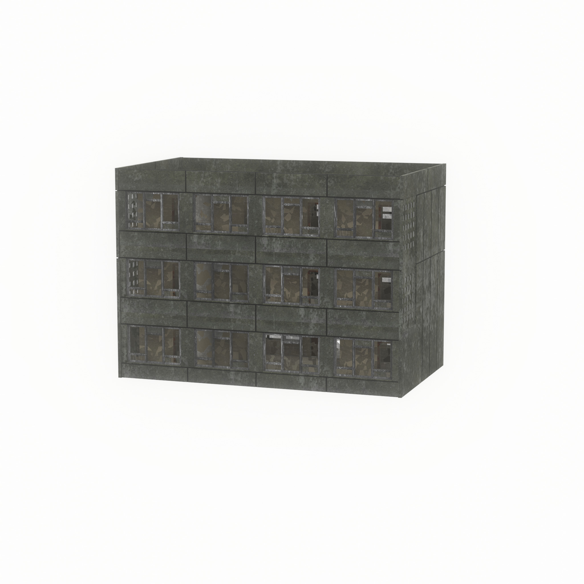Old military barrack version 1 ruin 3 Low-poly 3D model_37