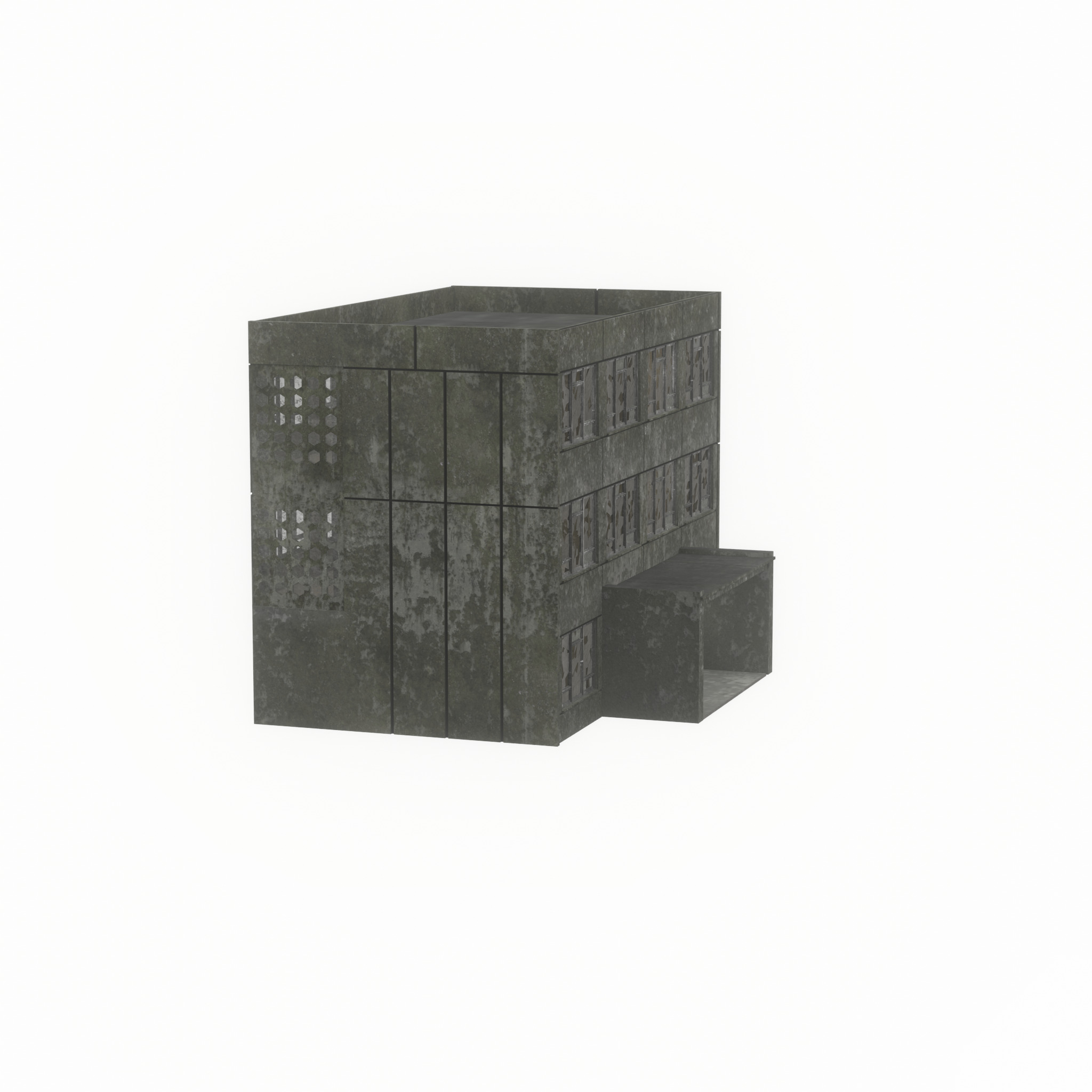 Old military barrack version 1 ruin 3 Low-poly 3D model_42
