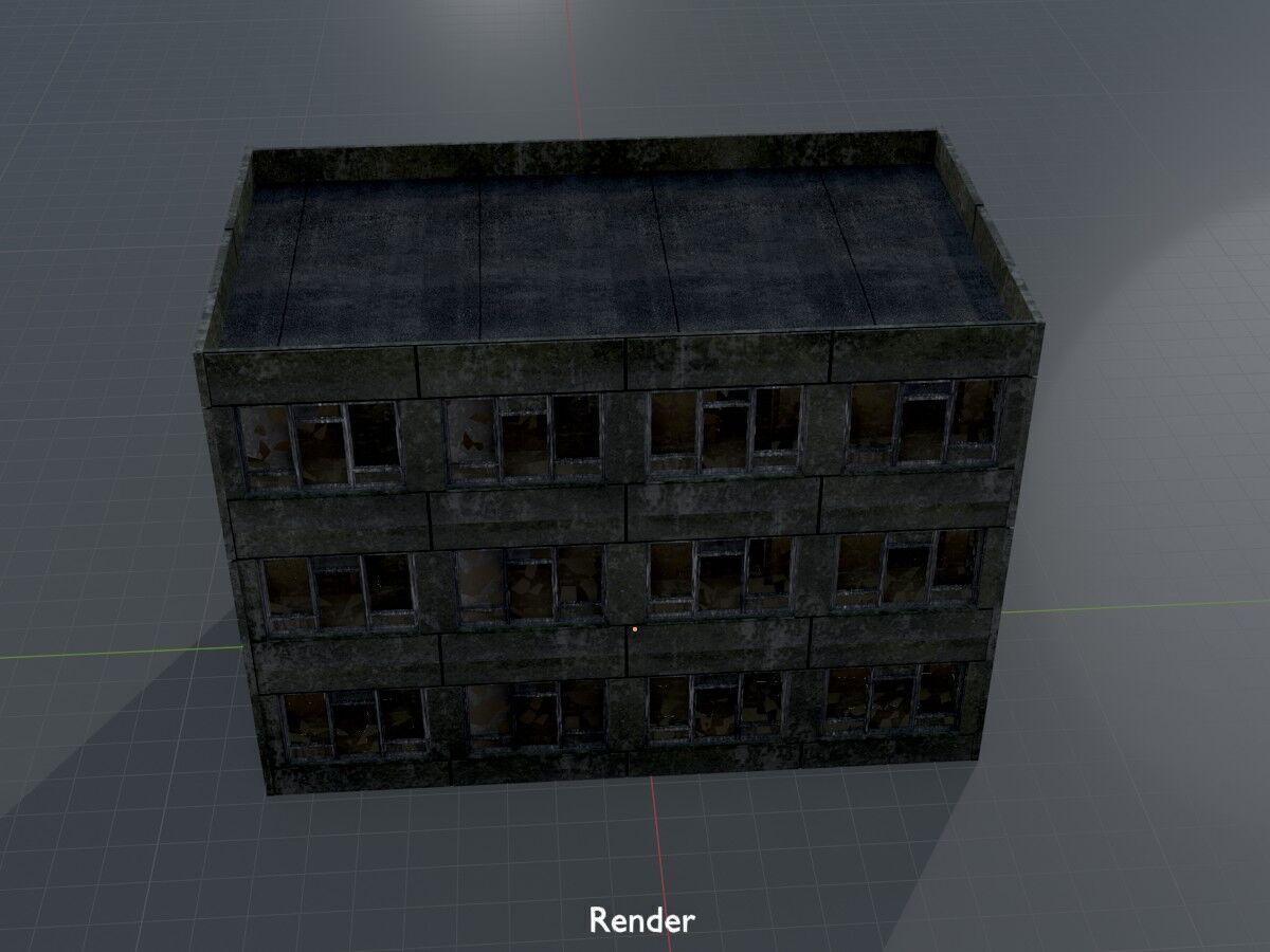 Old military barrack version 1 ruin 3 Low-poly 3D model_17