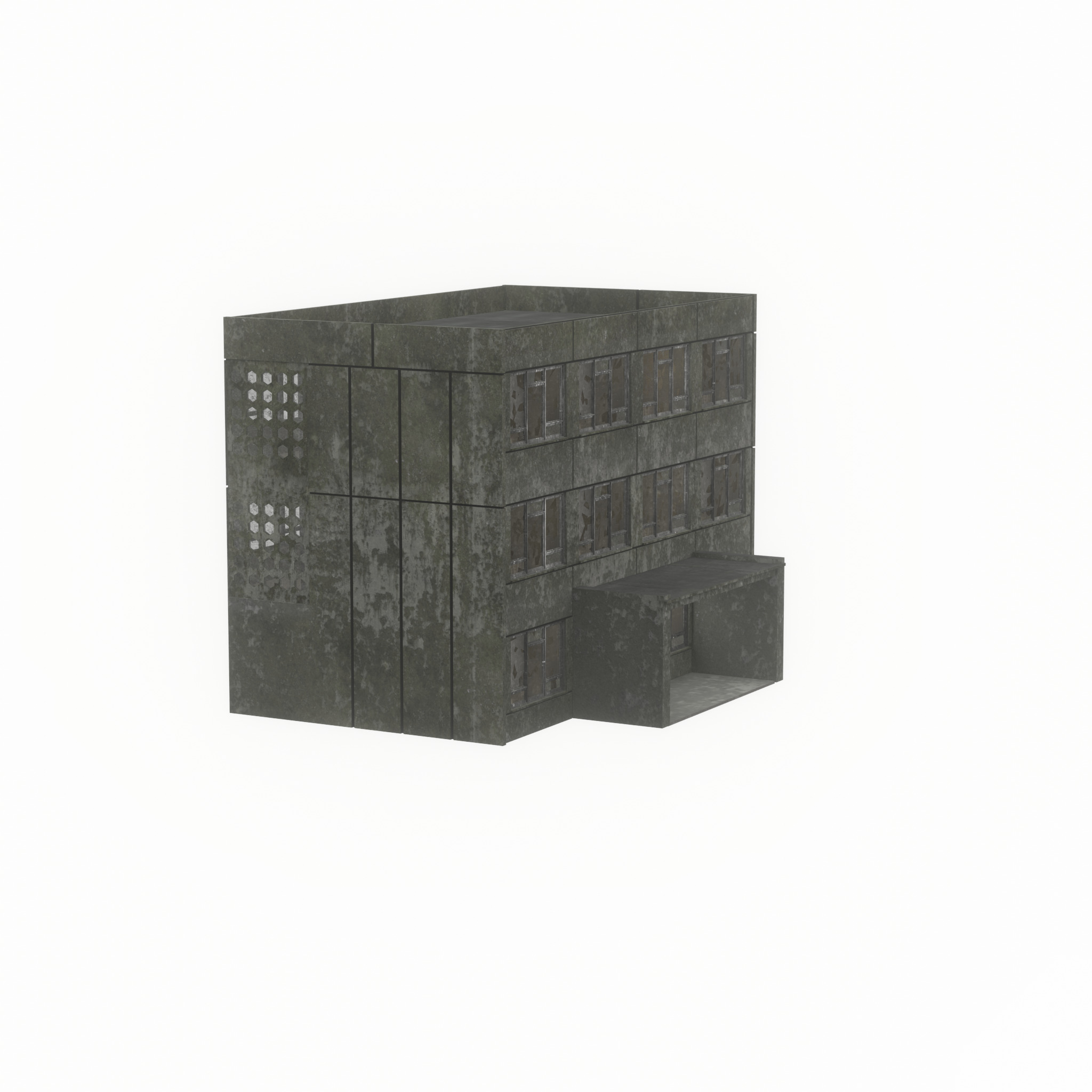 Old military barrack version 1 ruin 3 Low-poly 3D model_50