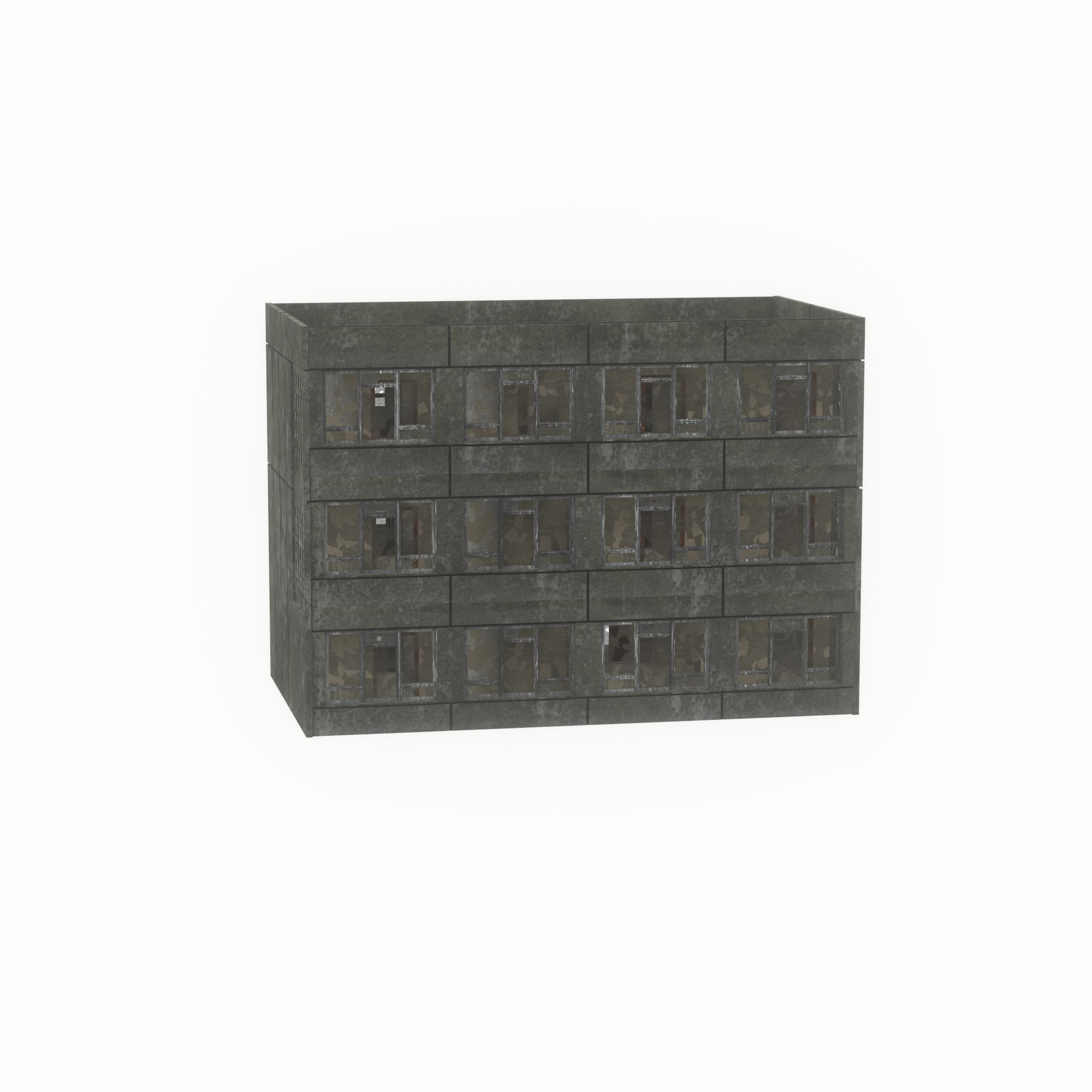 Old military barrack version 1 ruin 3 Low-poly 3D model_30