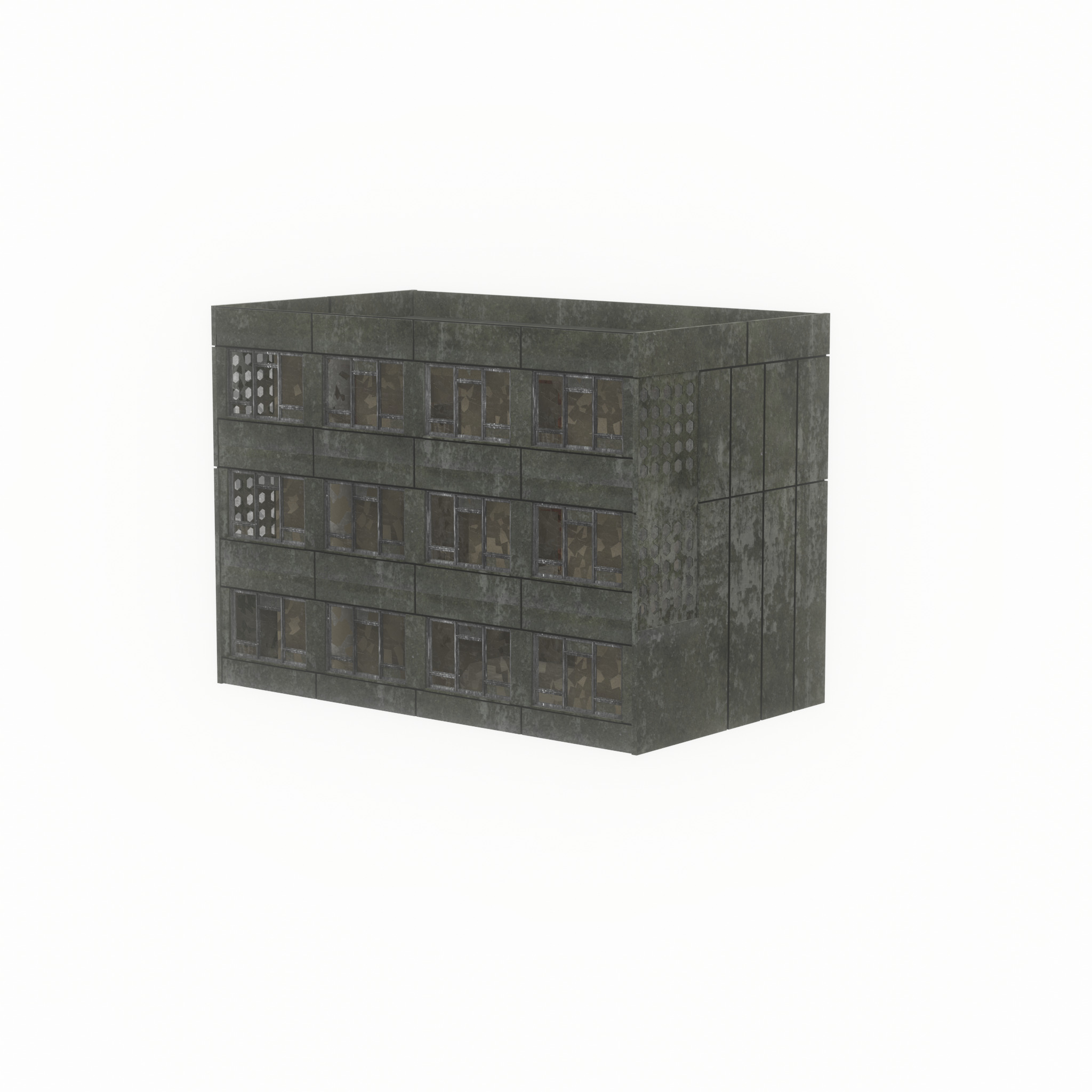 Old military barrack version 1 ruin 3 Low-poly 3D model_27