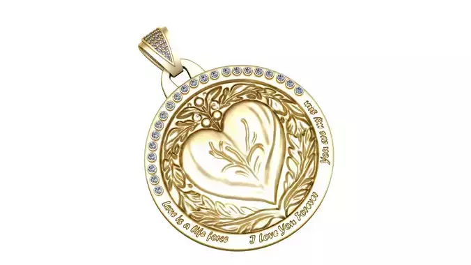 HEART DESIGN GOLD COIN PENDANT 3D PRINTABLE MODEL