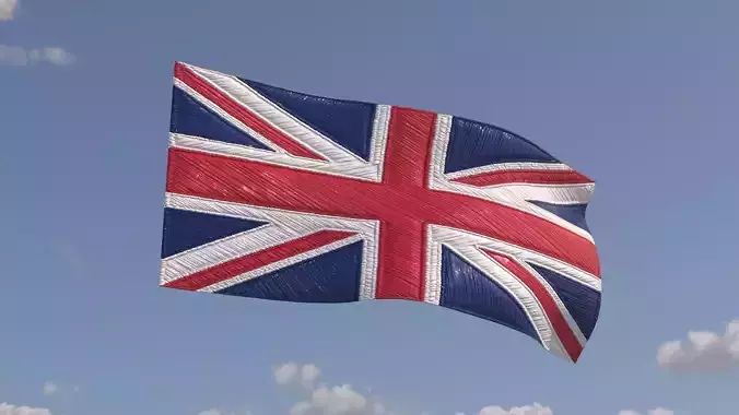  Animated Union Jack Embroidered Flag