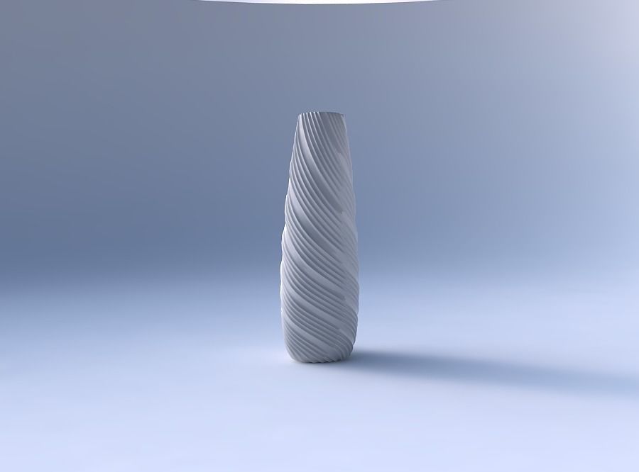 Narrow top vase helix with twisted extruded lines 3D print model_4
