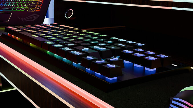 Low Poly RGB Gaming Keyboard Low-poly 3D model
