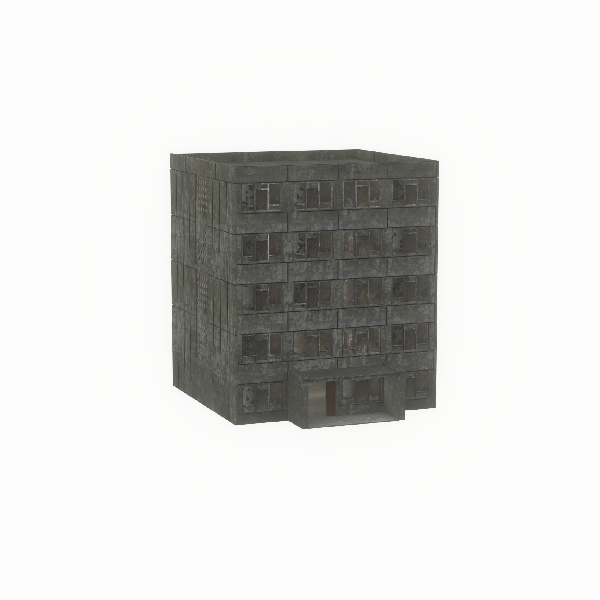 Old military barrack version 1 ruin 6 Low-poly 3D model_45