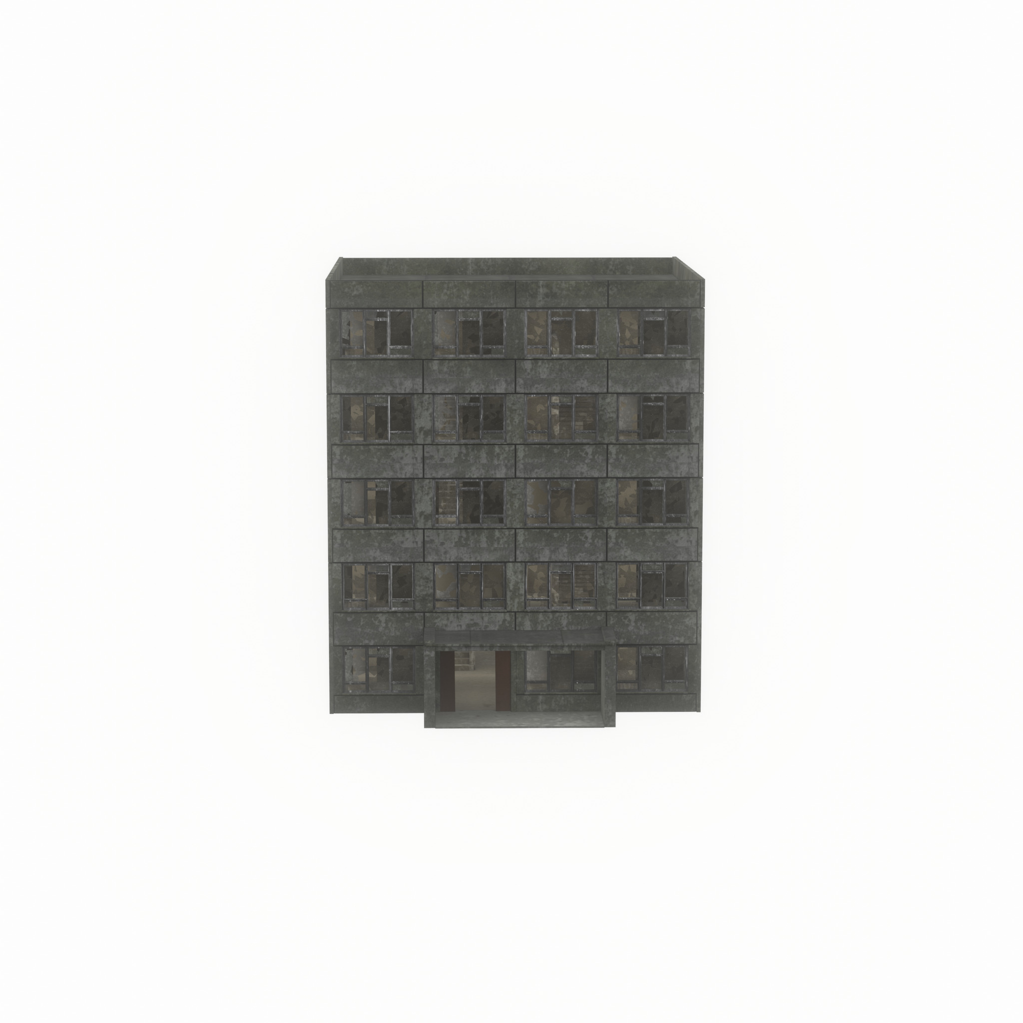 Old military barrack version 1 ruin 6 Low-poly 3D model_38