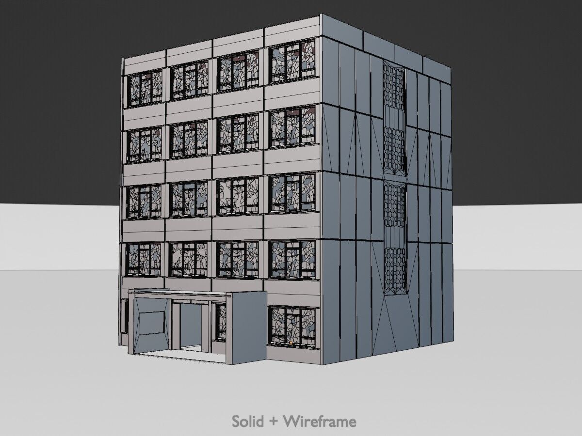 Old military barrack version 1 ruin 6 Low-poly 3D model_11