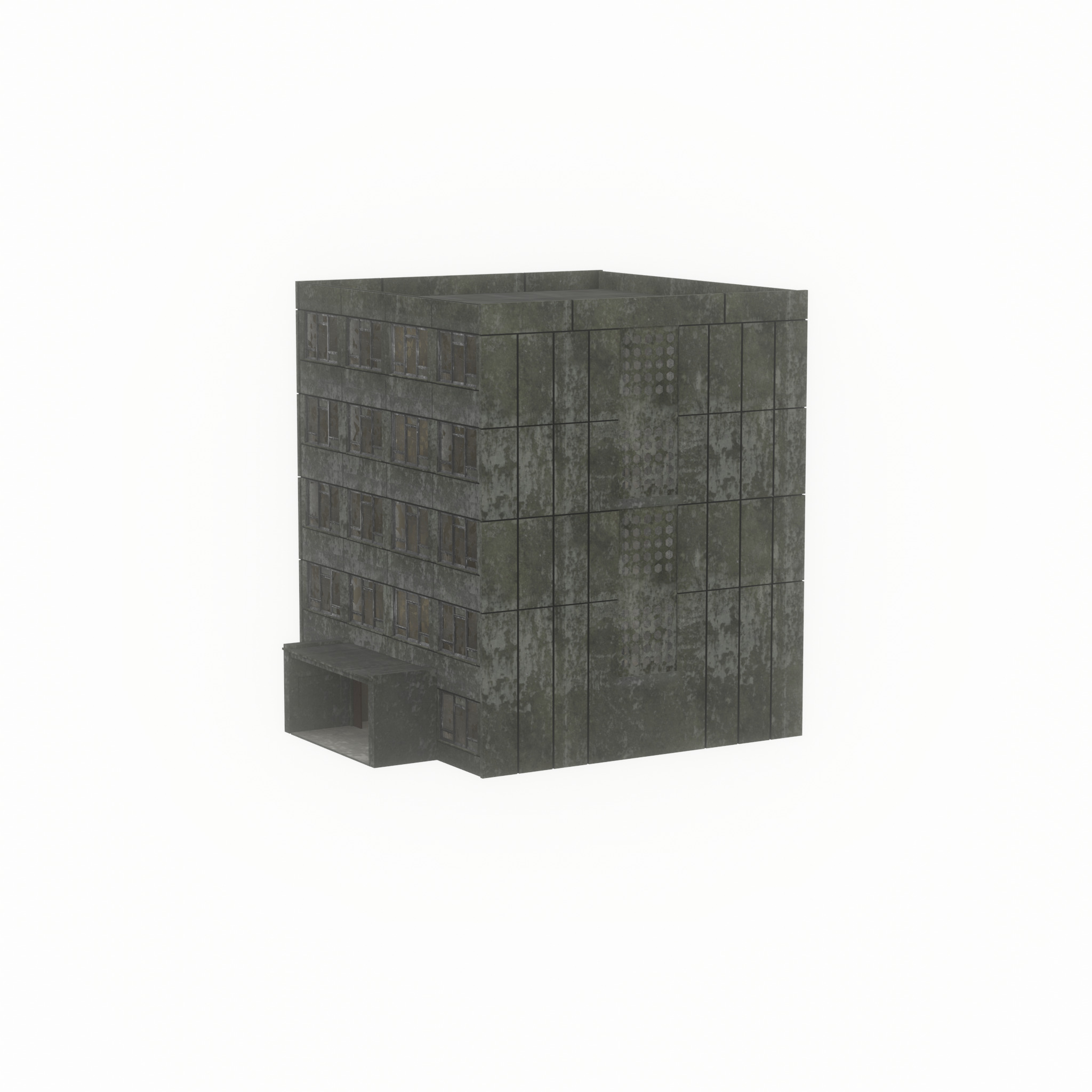 Old military barrack version 1 ruin 6 Low-poly 3D model_23