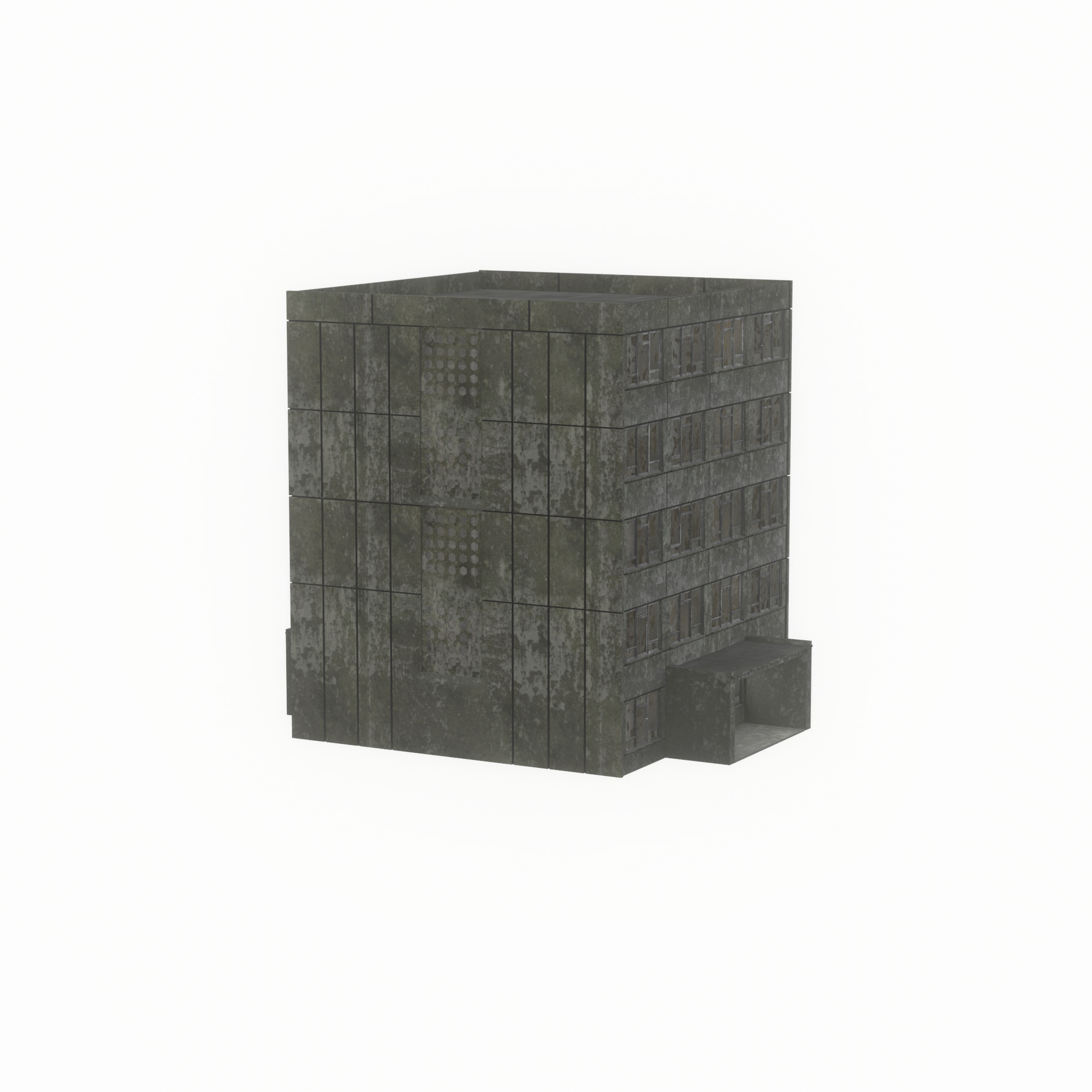 Old military barrack version 1 ruin 6 Low-poly 3D model_49