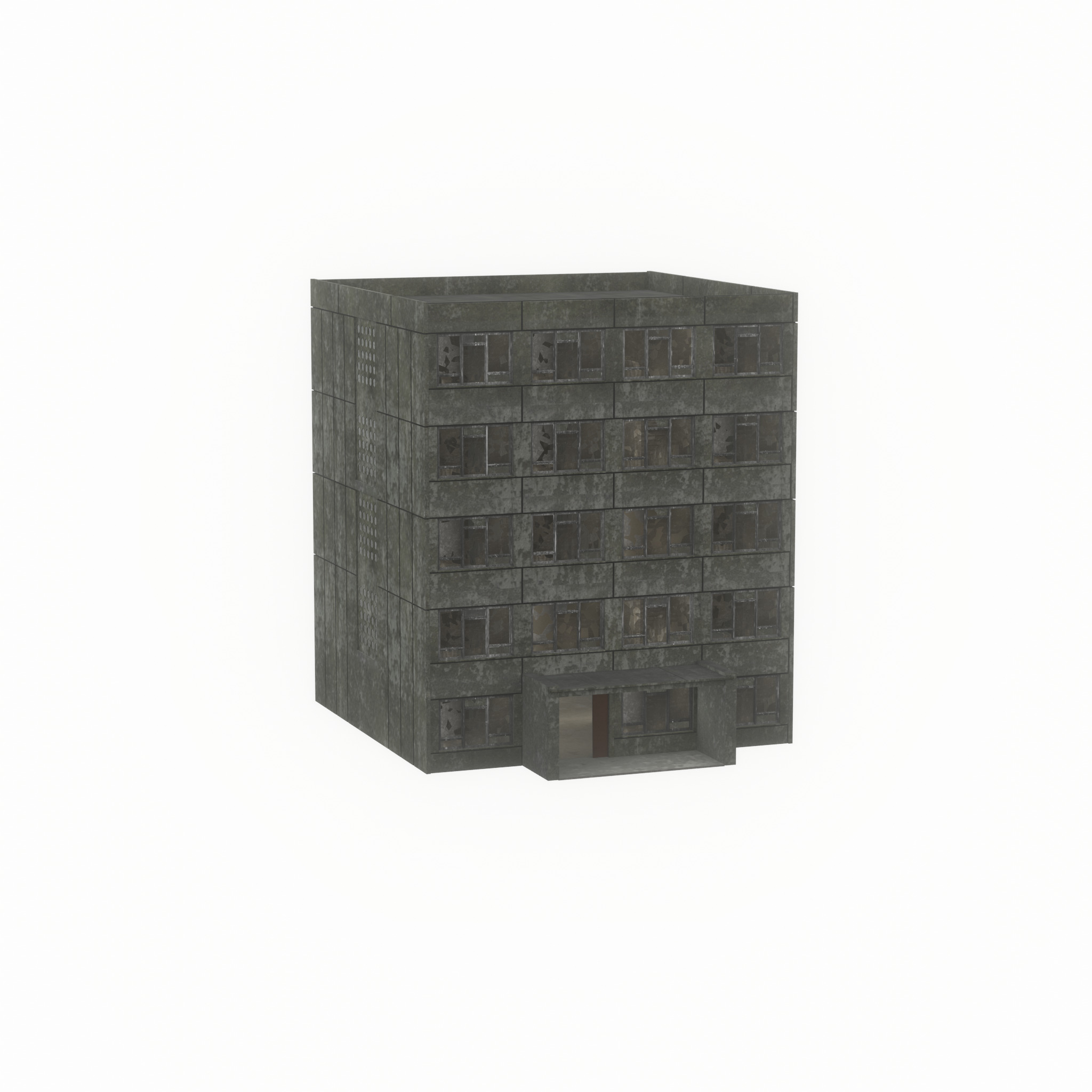 Old military barrack version 1 ruin 6 Low-poly 3D model_47