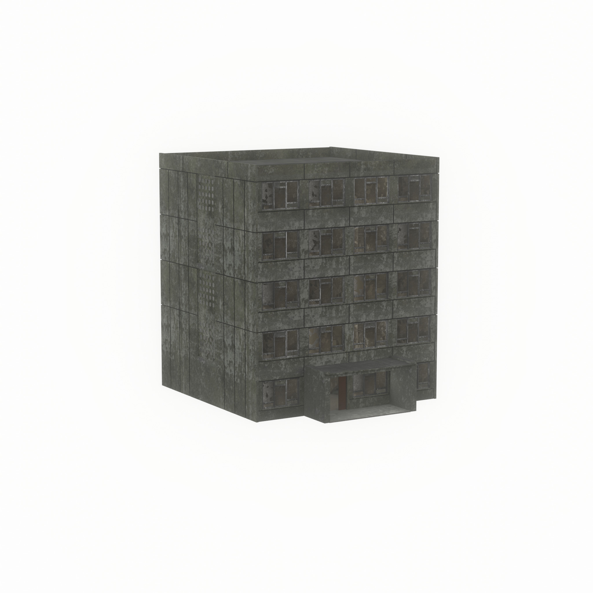 Old military barrack version 1 ruin 6 Low-poly 3D model_37