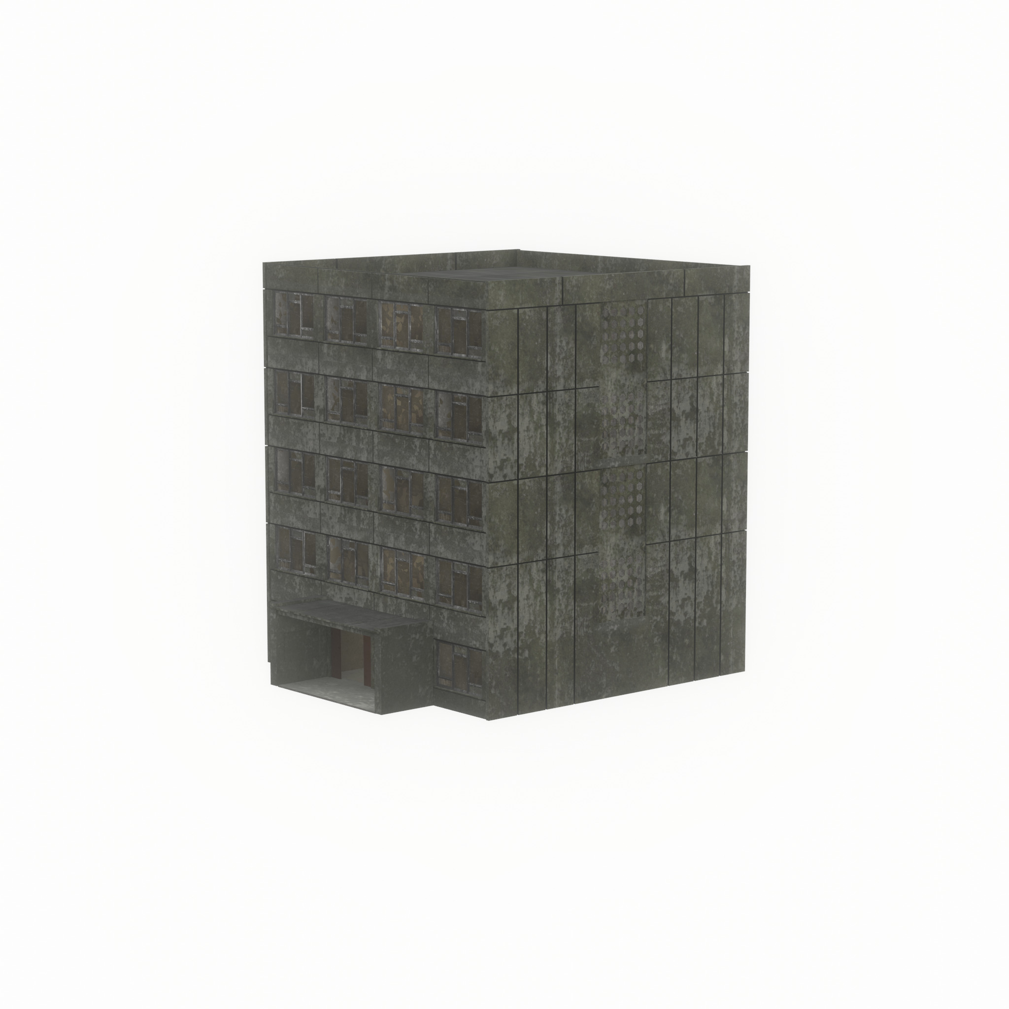 Old military barrack version 1 ruin 6 Low-poly 3D model_22